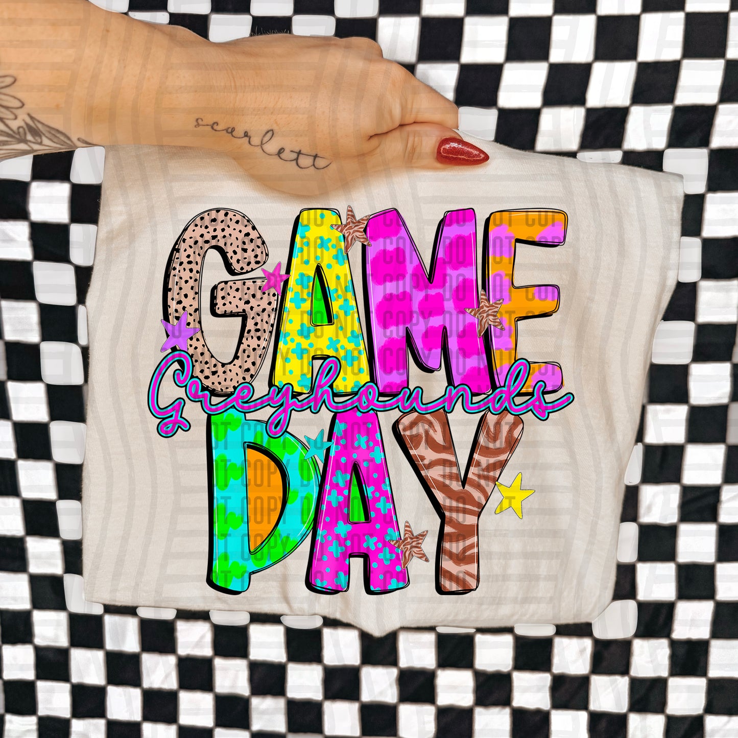 GAME DAY GREYHOUNDS COLORFUL CHEETAH ZEBRA STARS