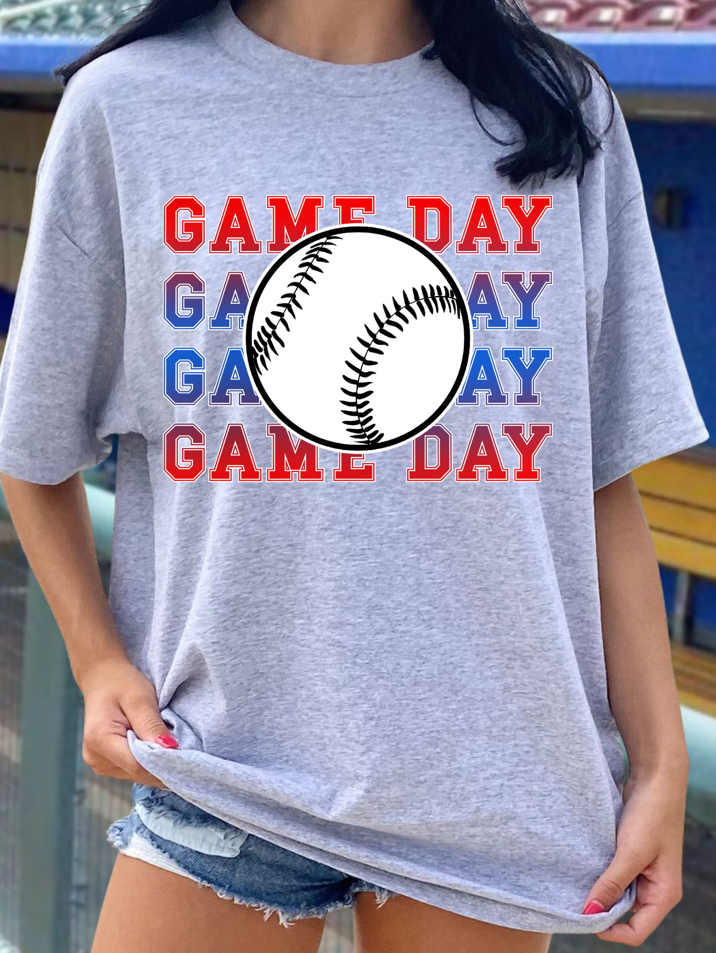 Game day, baseball- red and blue