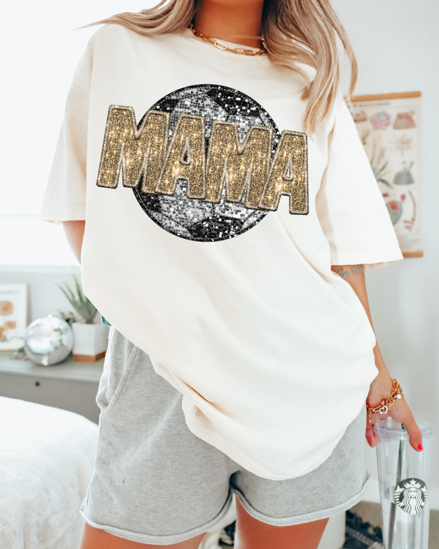 Mama Gold Glitter Soccer Ball