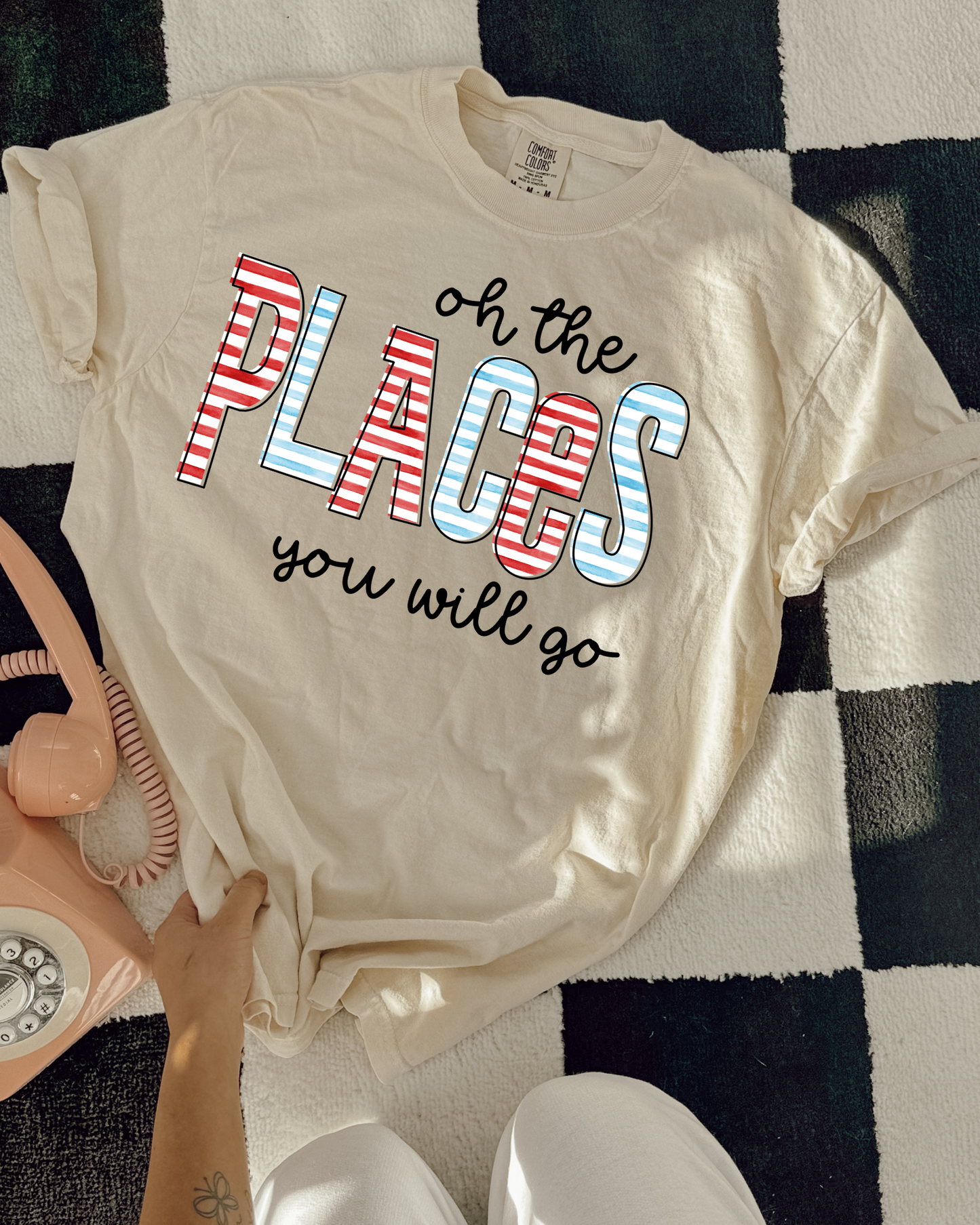 Oh The Places You Will Go Red Blue And White Stripes