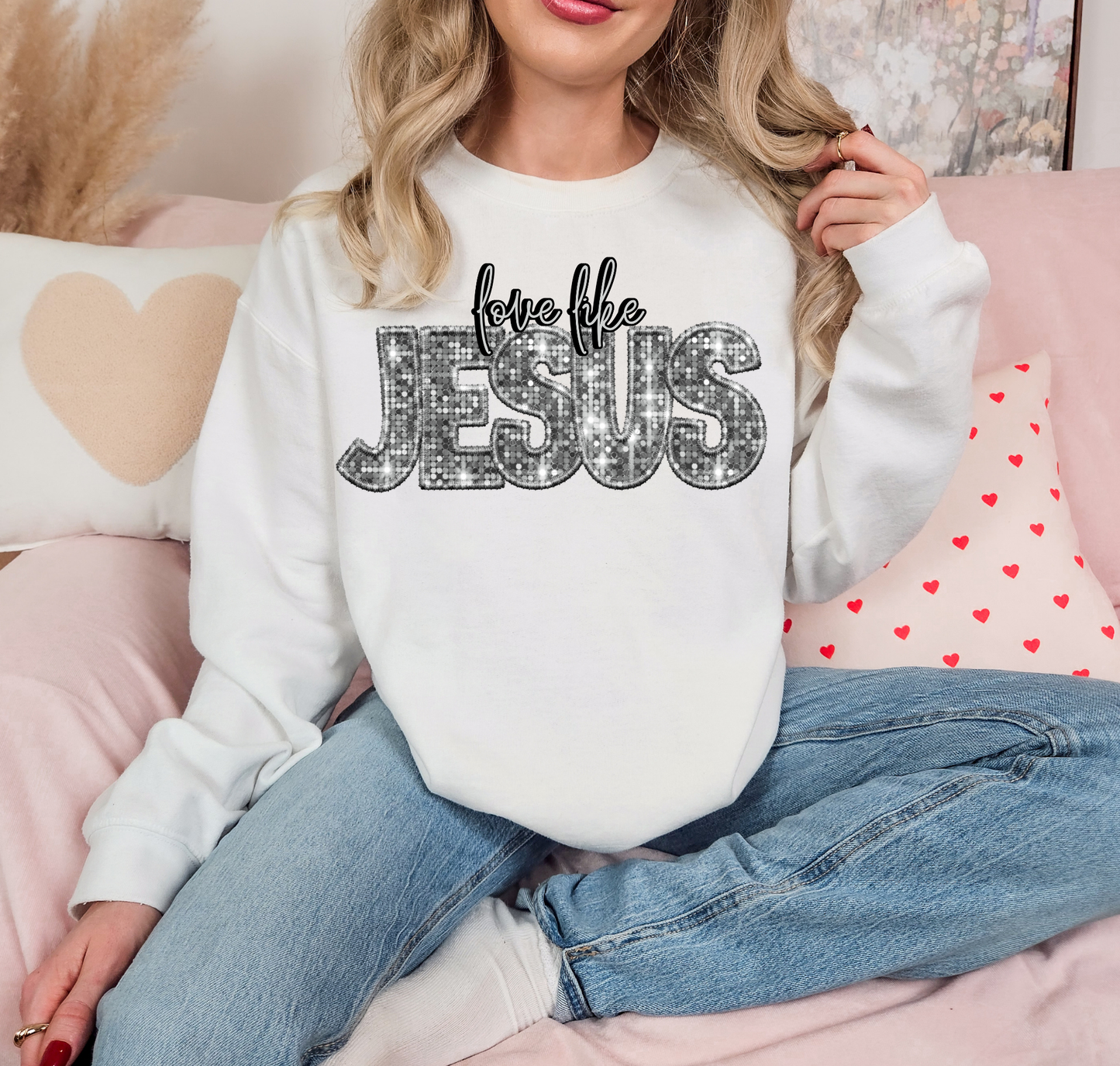 Love Like Jesus Silver Glitter
