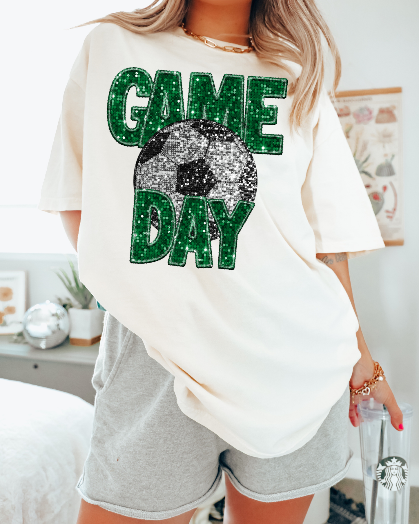 Game Day Soccer Green Glitter