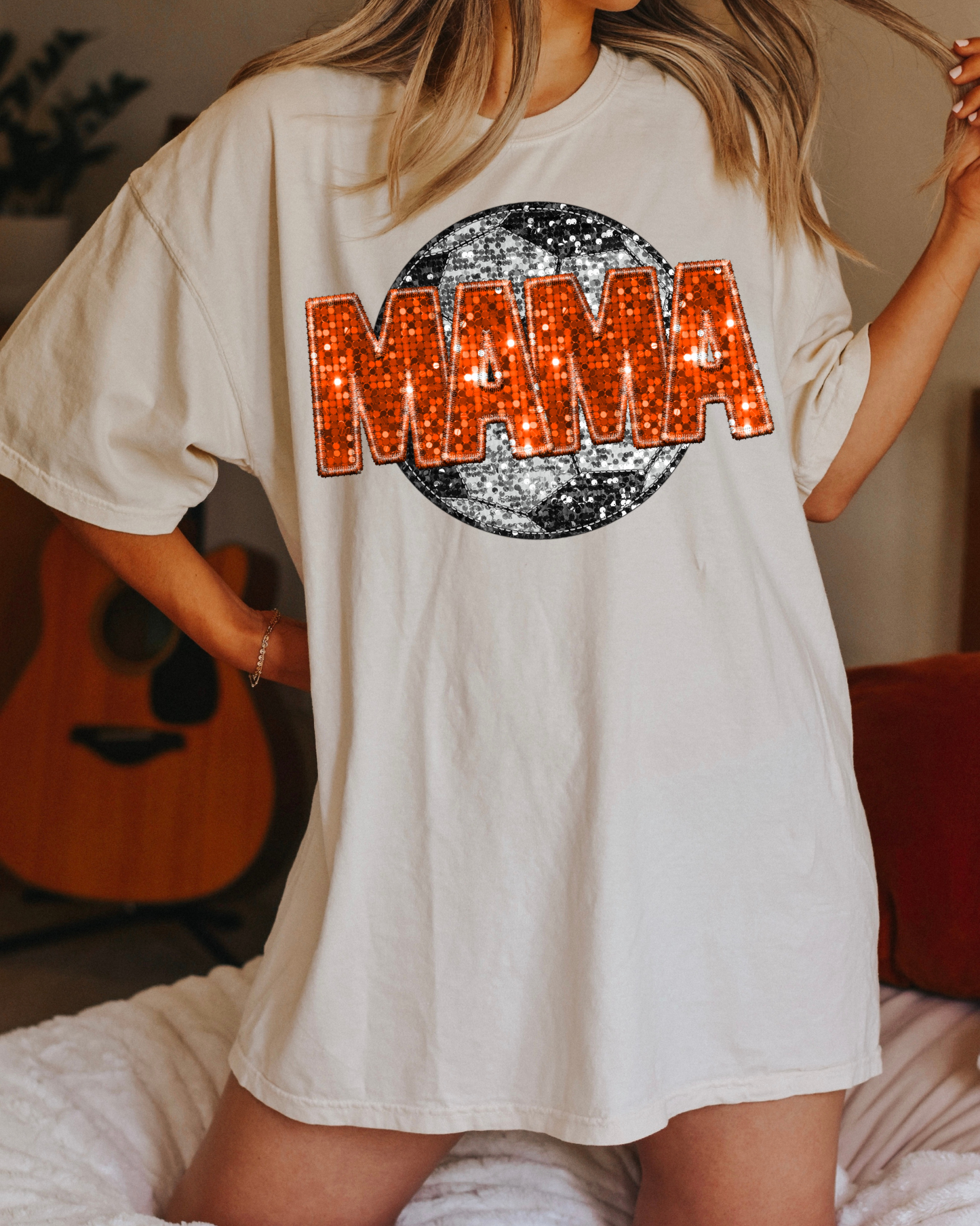 Mama Orange Glitter Soccer Ball