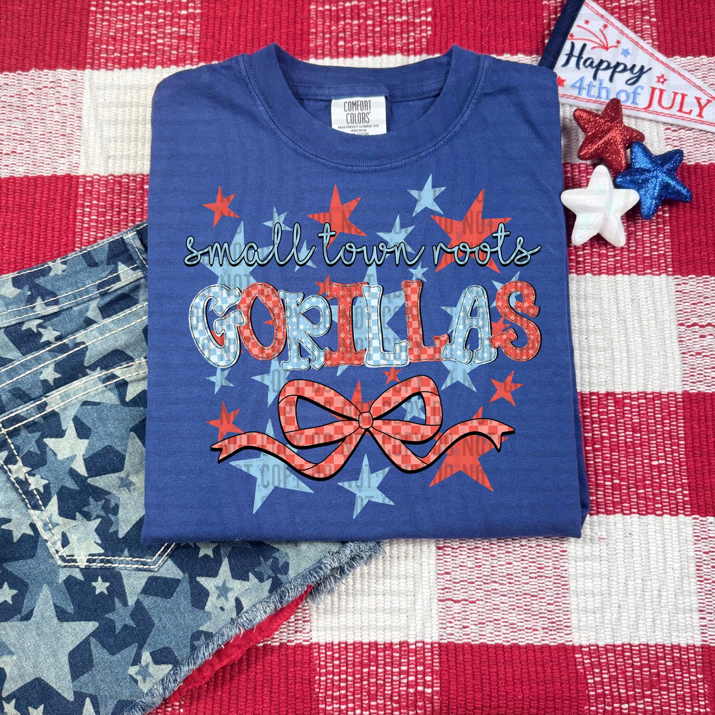SMALL TOWN ROOTS GORILLAS RED WHITE & BLUE