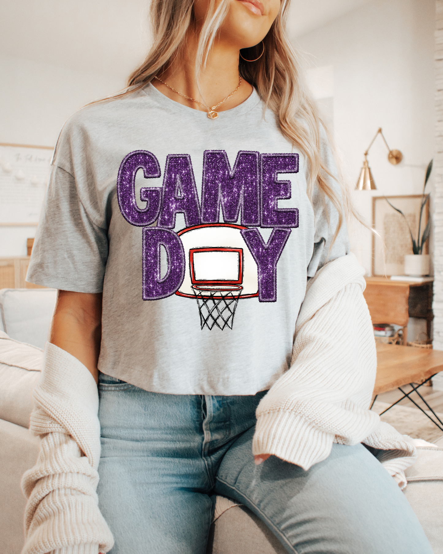 Game Day Basketball (purple glitter)