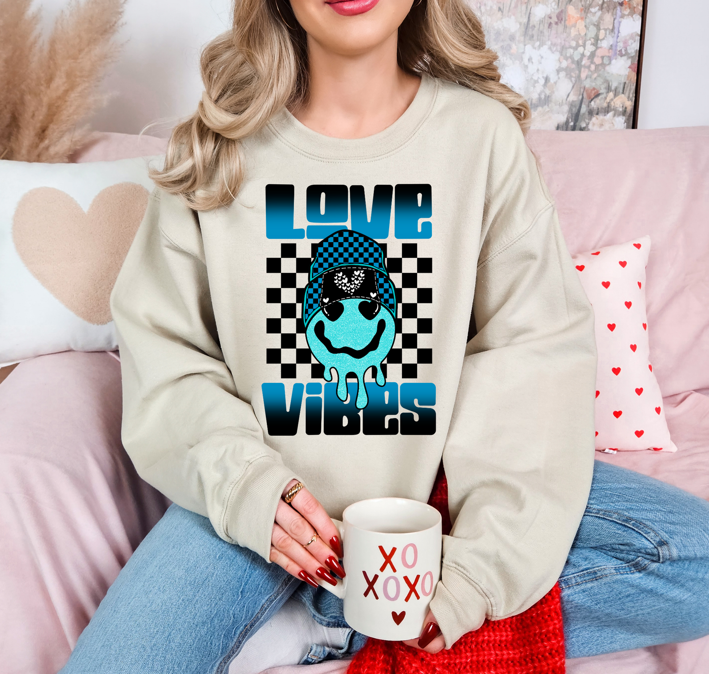 Love Vibes Blue Smiley Face