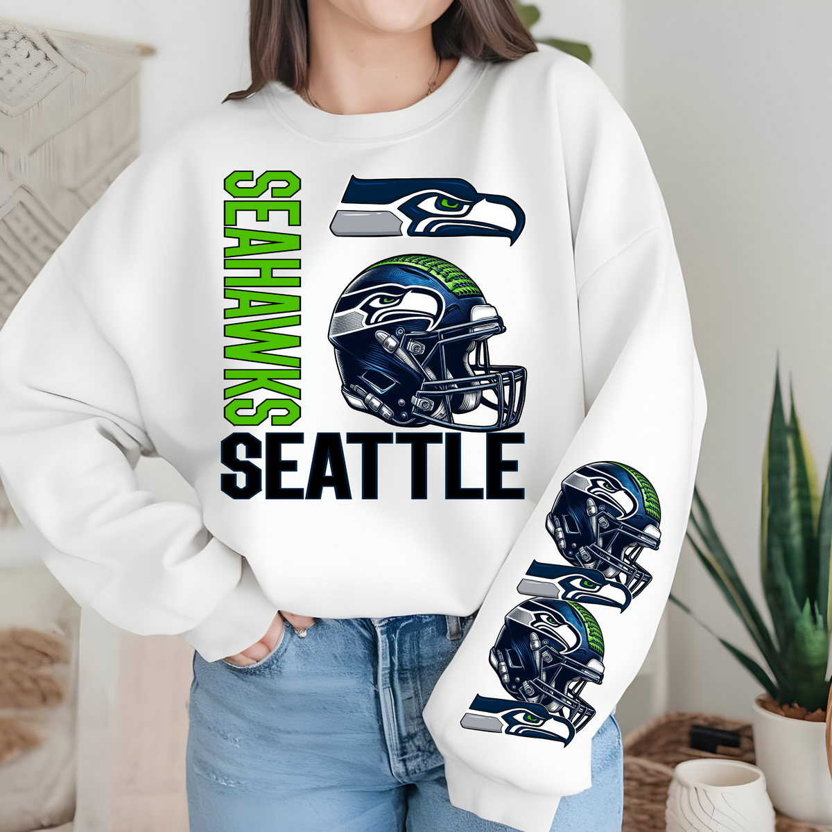 Seattle Seahawks Helmet And Logo-Sleeve