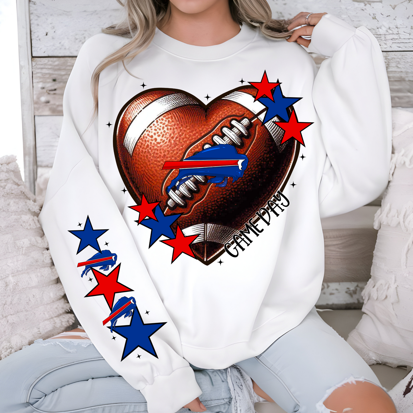 Buffalo Bills Heart Shaped Football-Sleeve