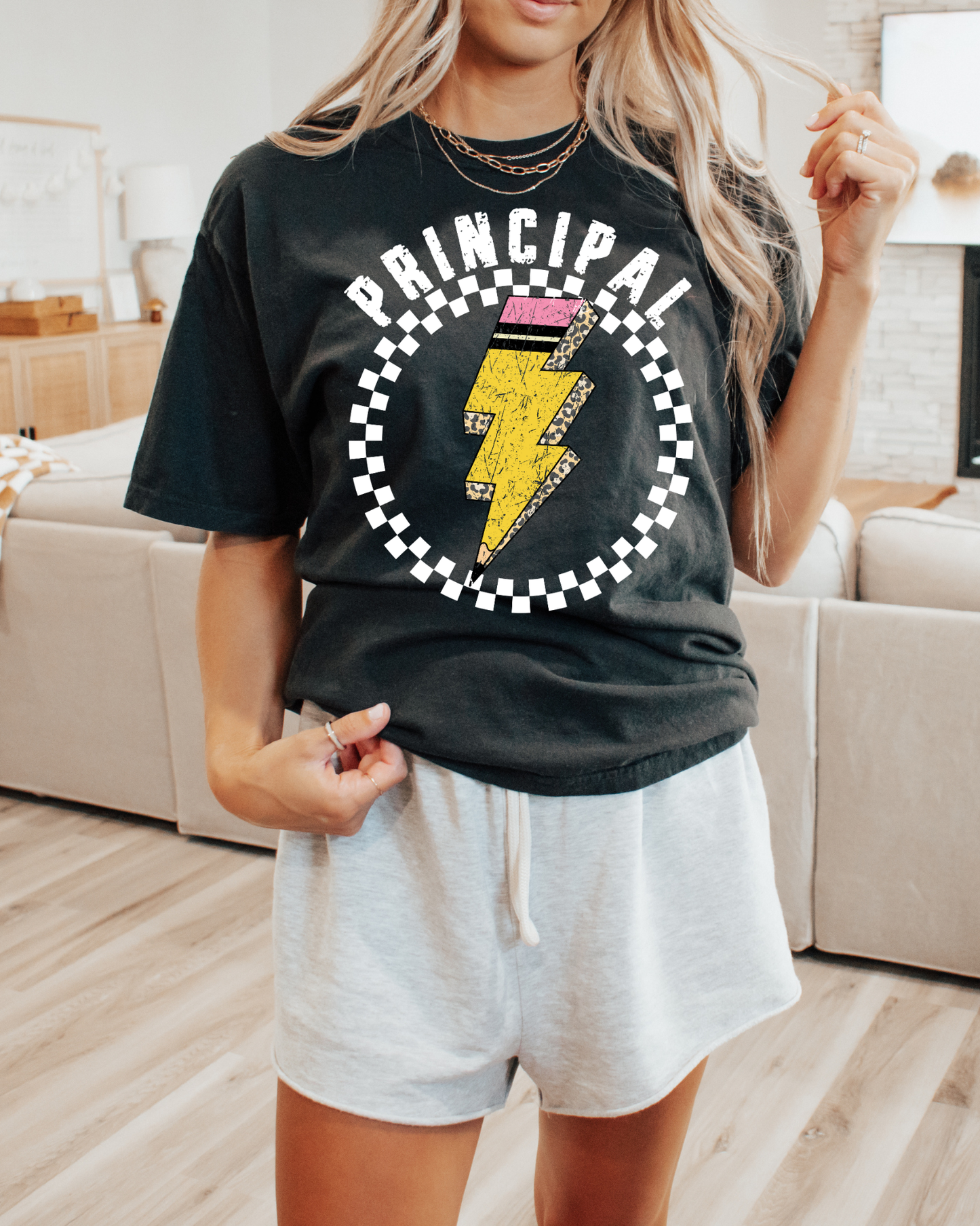 Principal Pencil Lightning Bolt With Checkered Circle