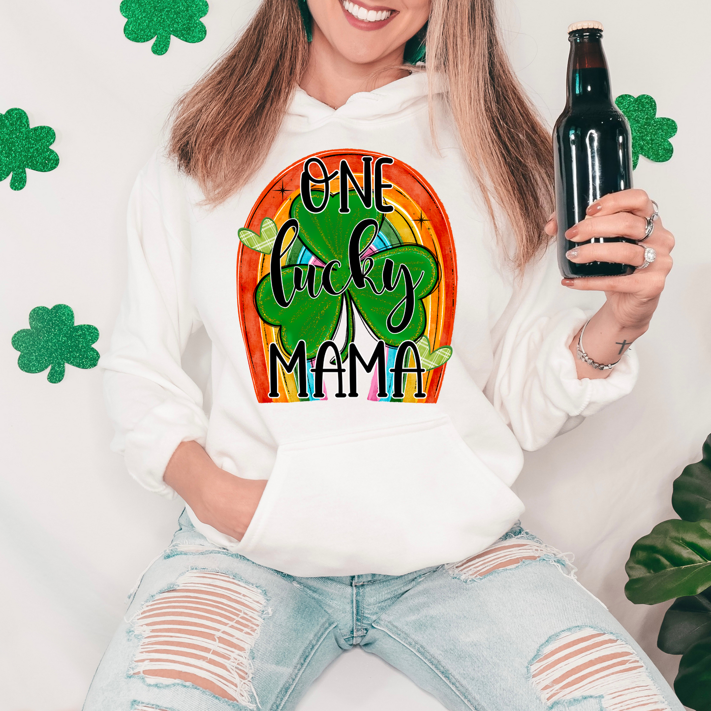 One Lucky Mama Rainbow And Clover