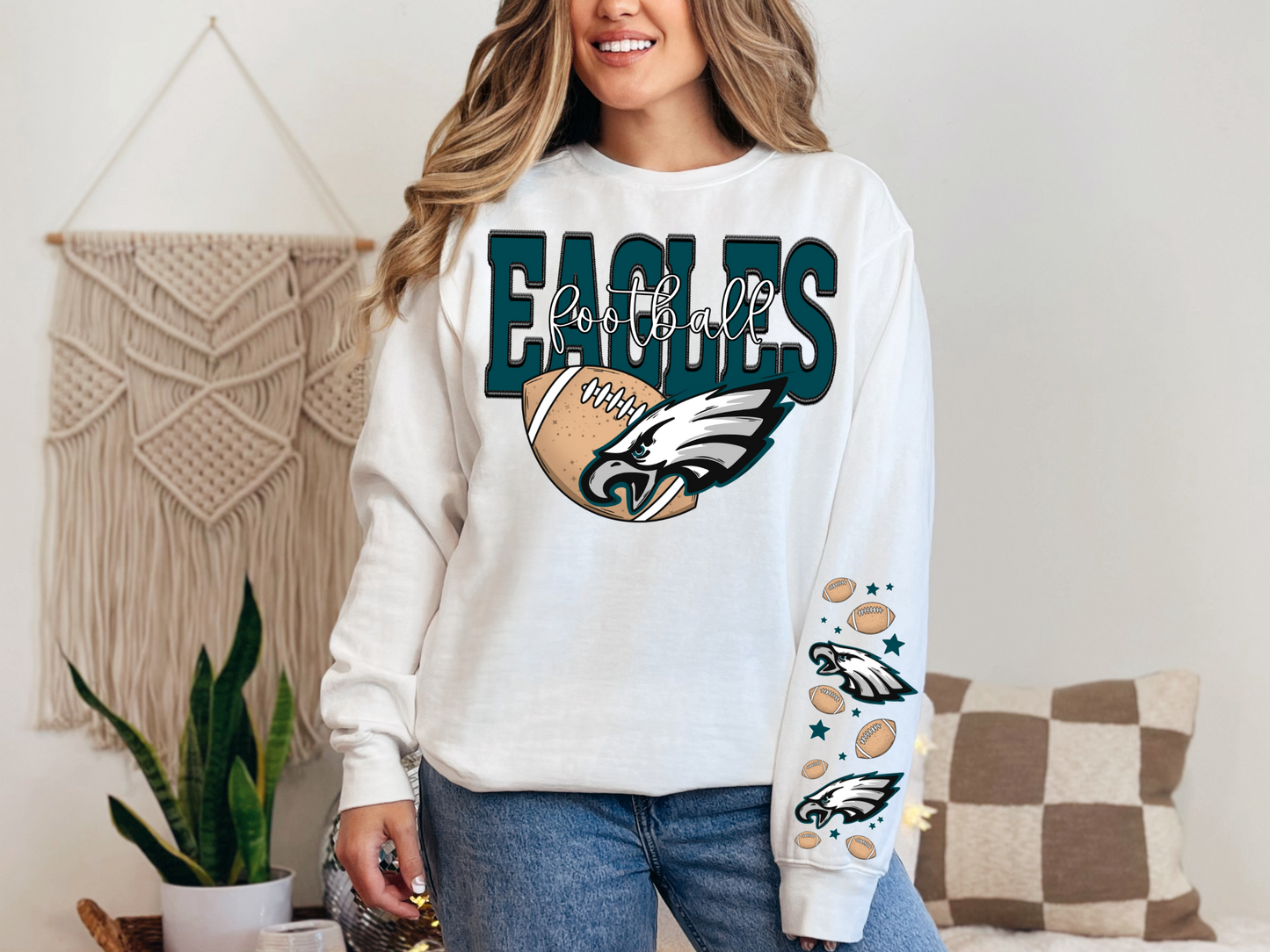 Faux Embroidery Eagles Football - SLEEVE