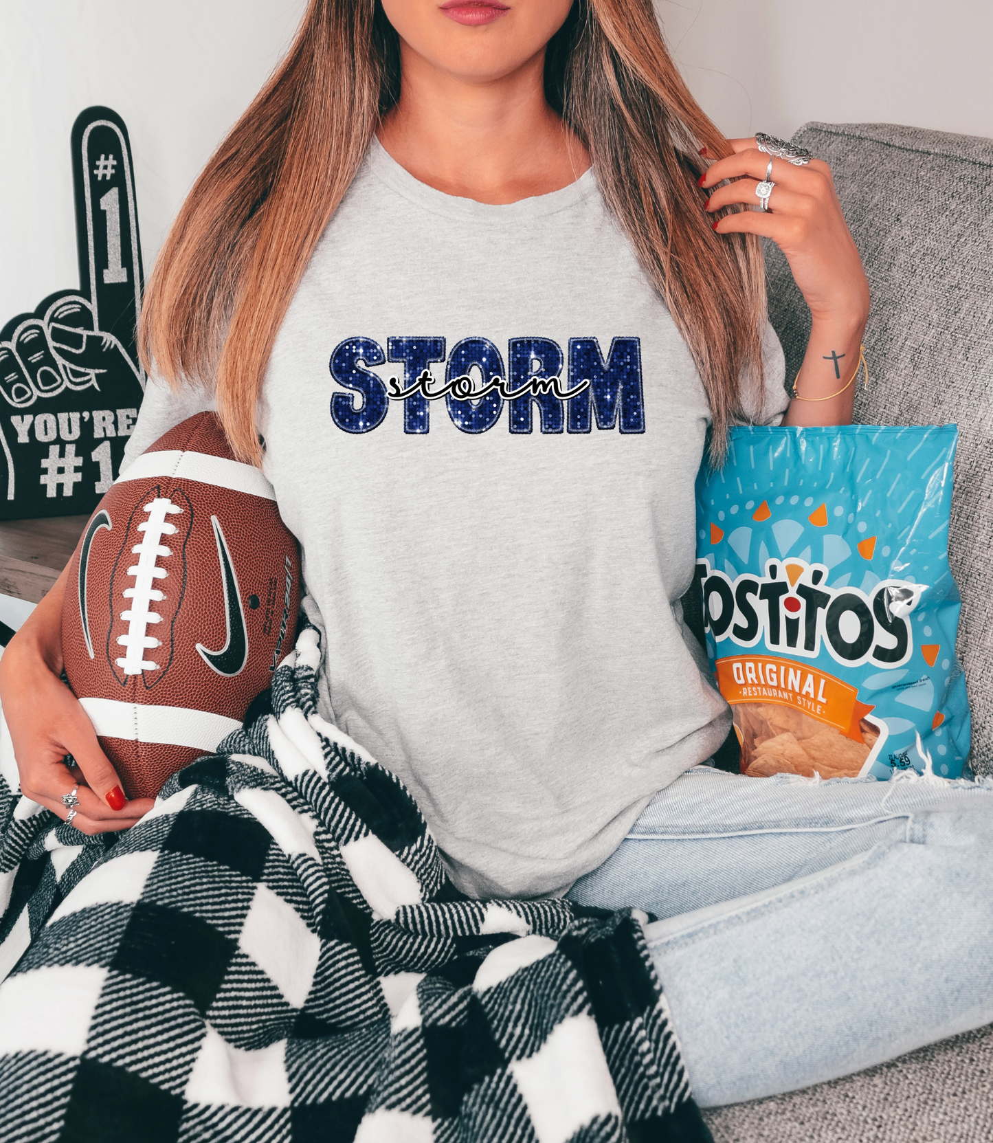 Storm, blue - faux sequin