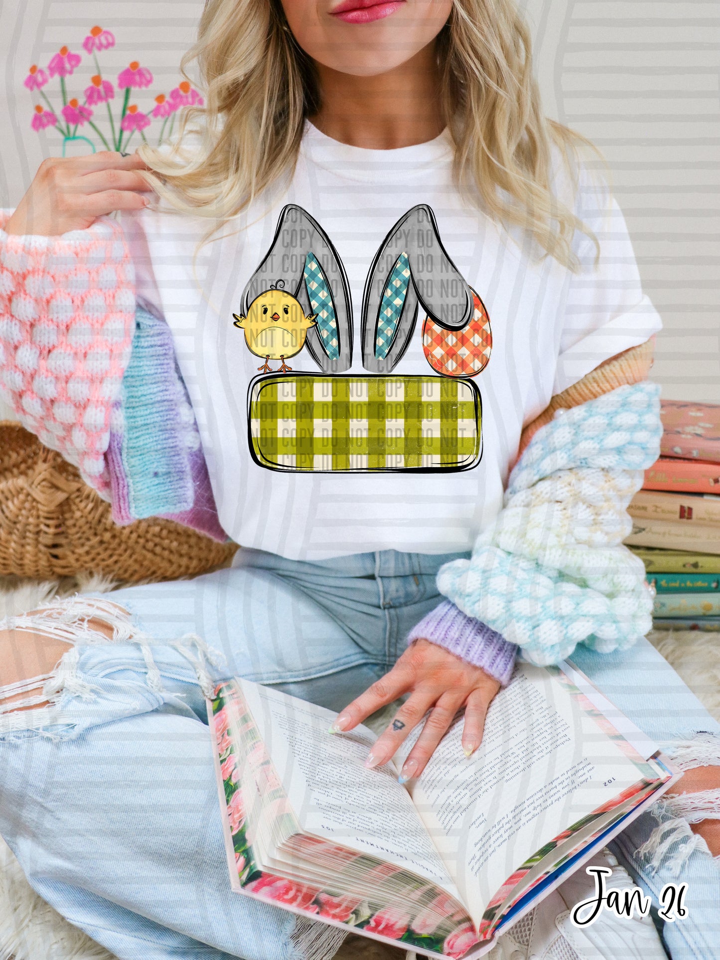 CUSTOM BLUE EASTER BUNNY EAR NAME TAG