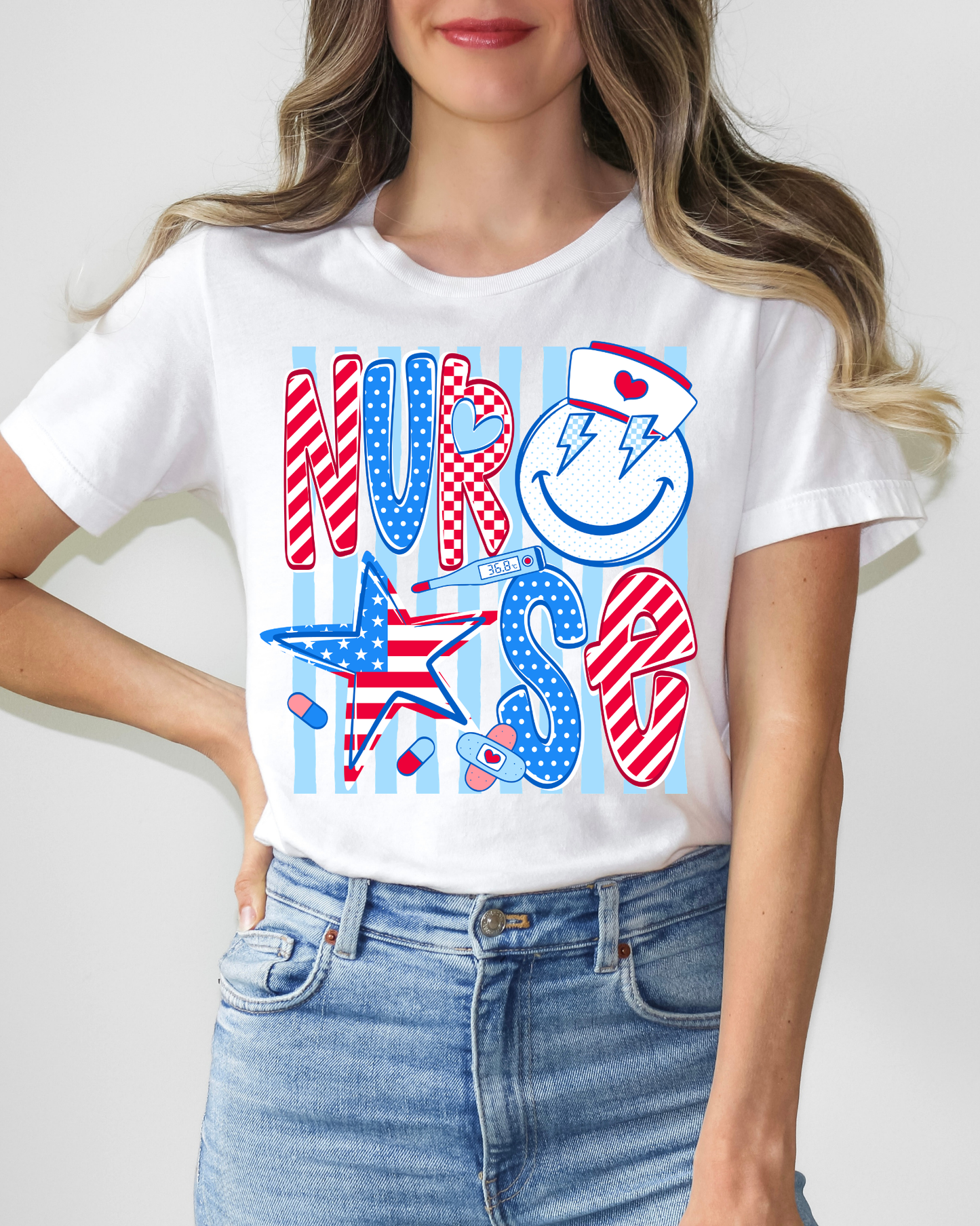 Nurse Stripes Red White Blue