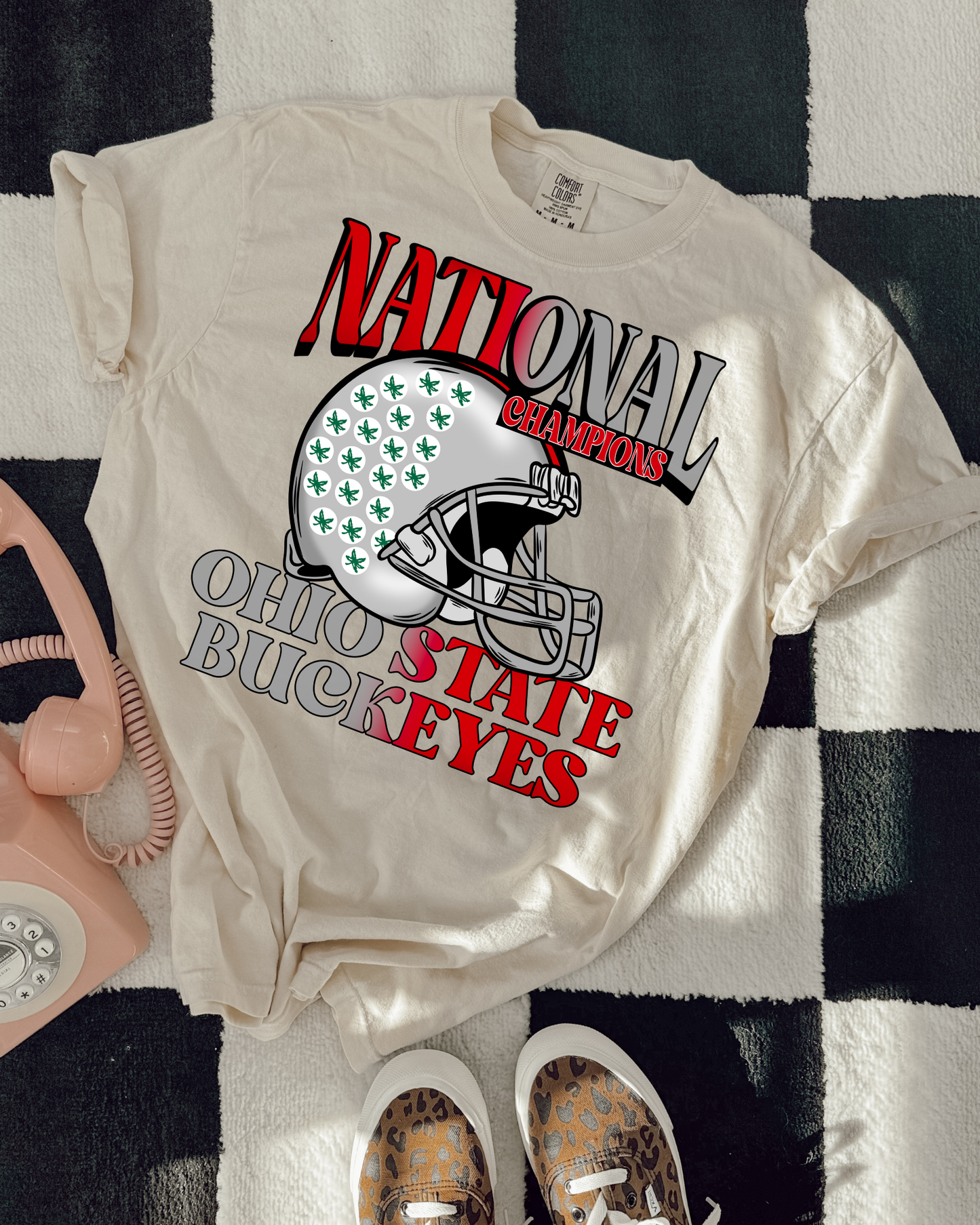 Ohio State National Championship With Helmet Red And Black