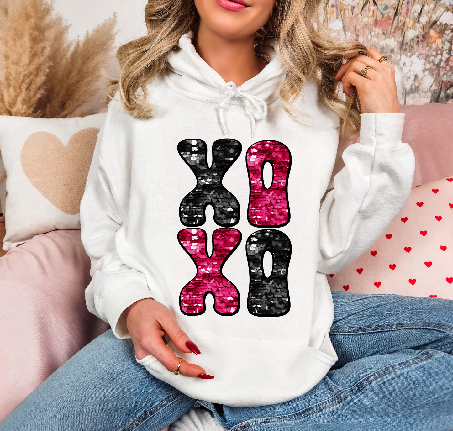 XOXO Black And Pink Glitter