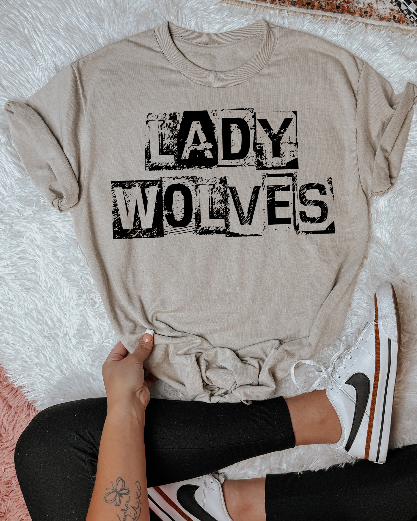 Lady Wolves Black And White Spray Paint Letters