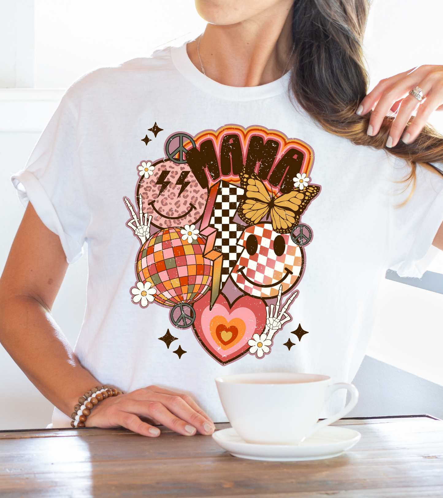 Mama, checkered and cheetah print smiley collage