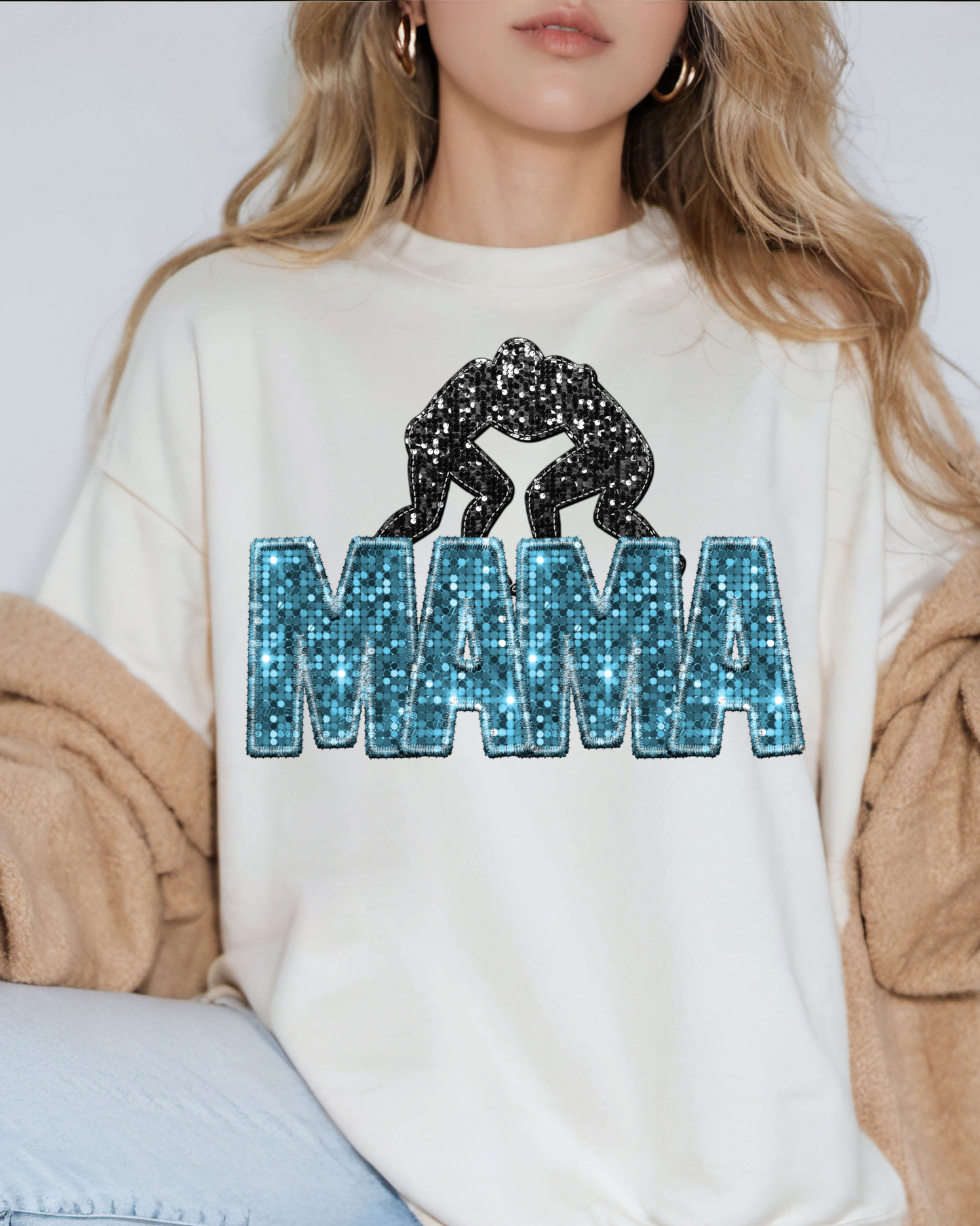 Mama Wrestling Light Blue Glitter