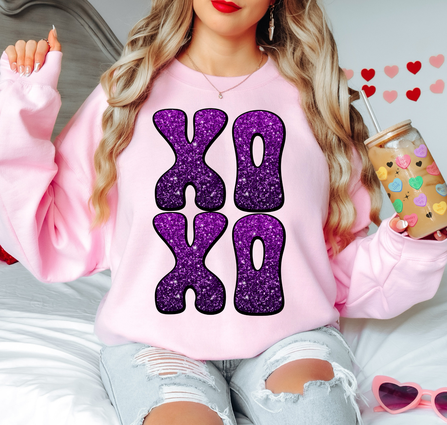 XOXO Purple Glitter