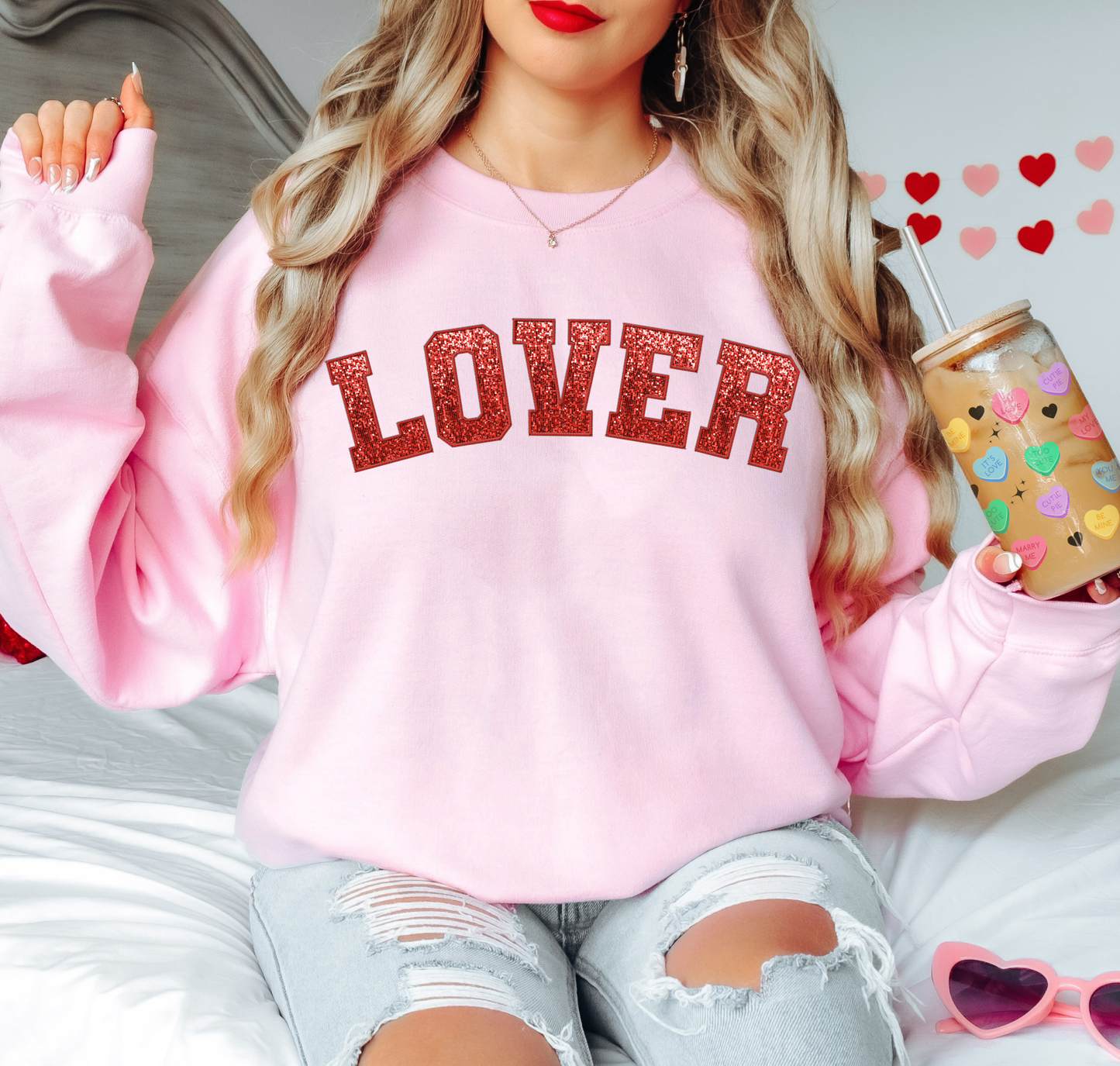 Lover White And Red Glitter