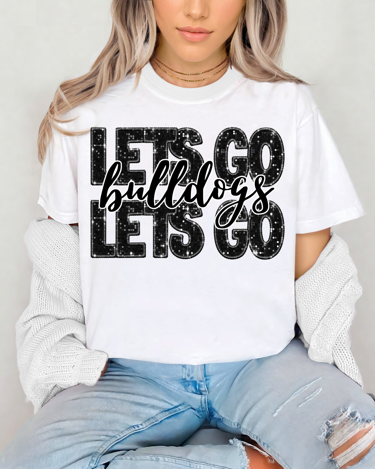 Lets Go Bulldogs Black Glitter