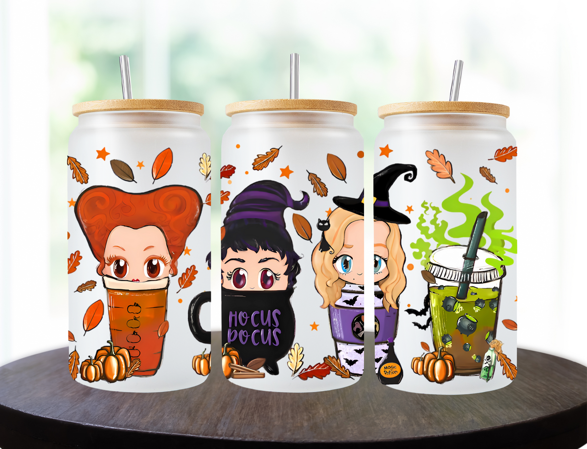 Sanderson sisters in coffee cups - UV Libby Wrap
