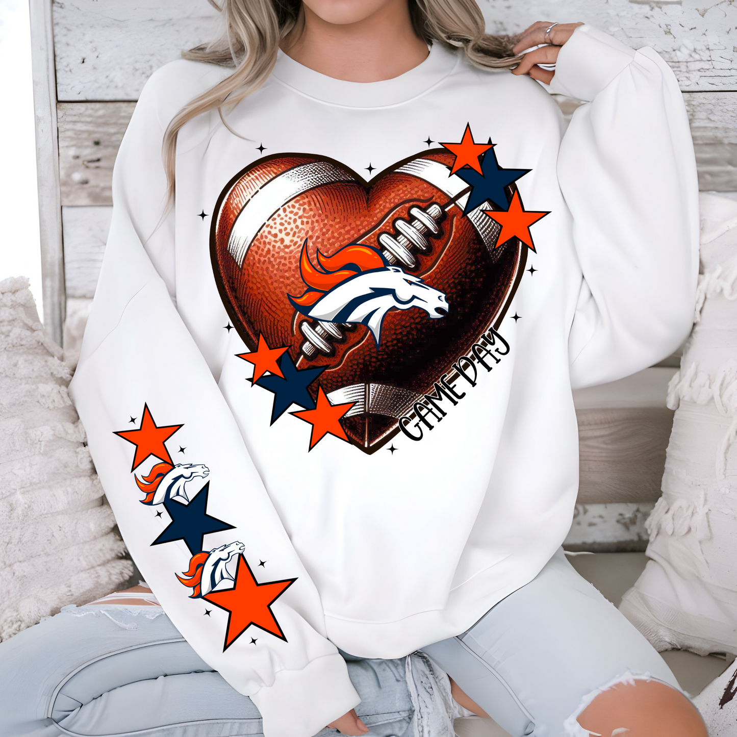Denver Broncos Heart Shaped Football-Sleeve