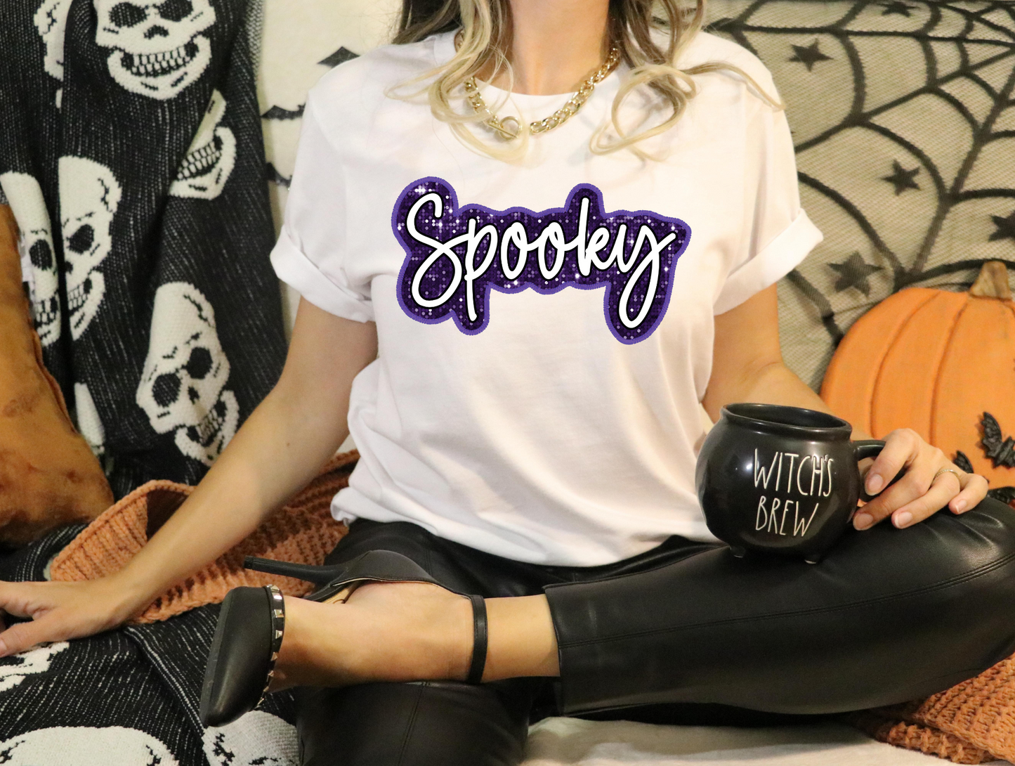 Spooky, purple - faux sequin