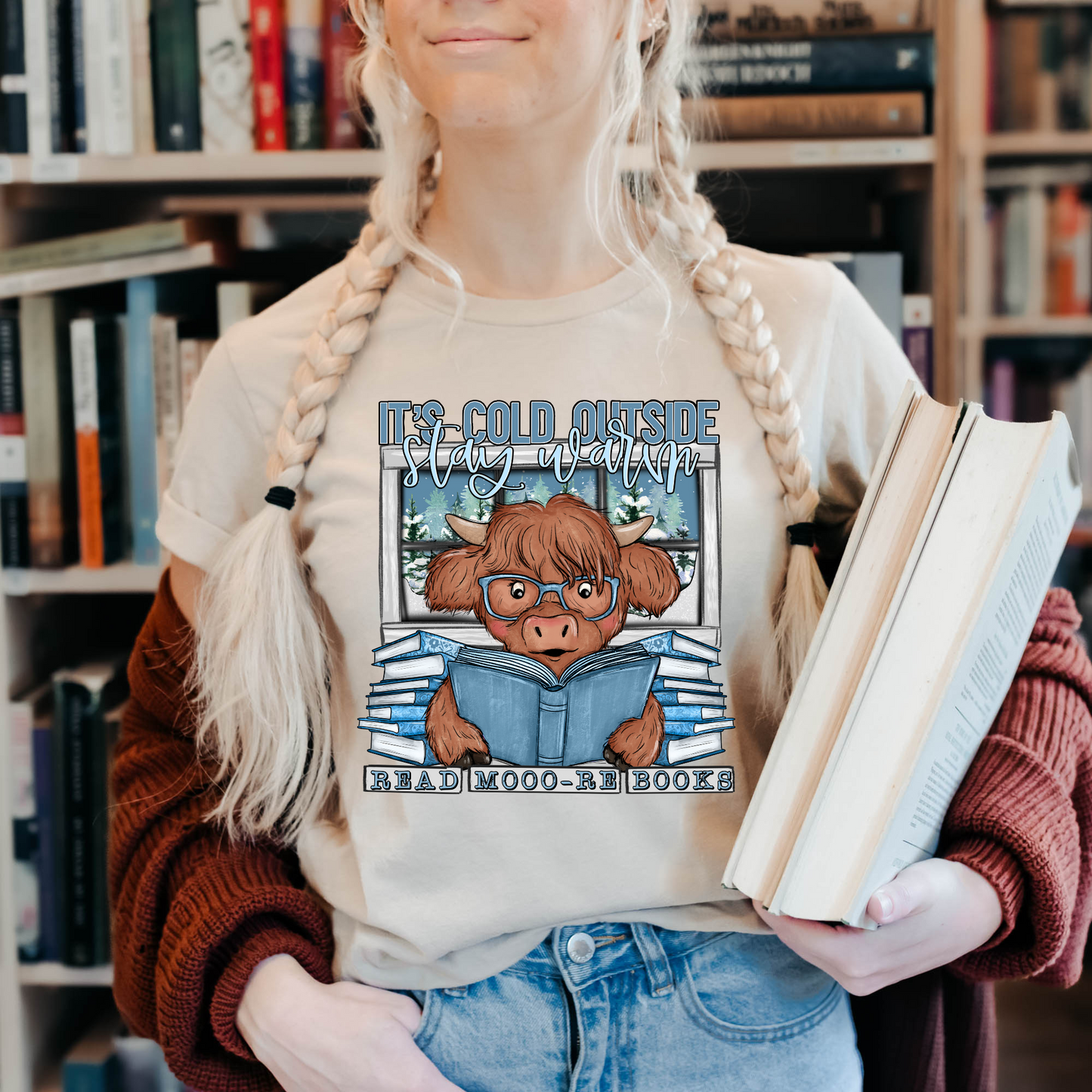 It's Cold Outside Read Mooo-re Books -DTF Transfer