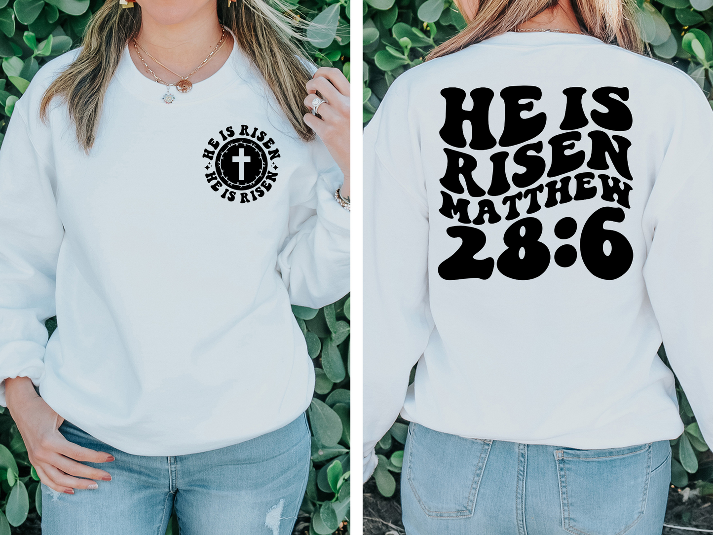 He Is Risen Matthew 28:6 BACK - DTF Transfer