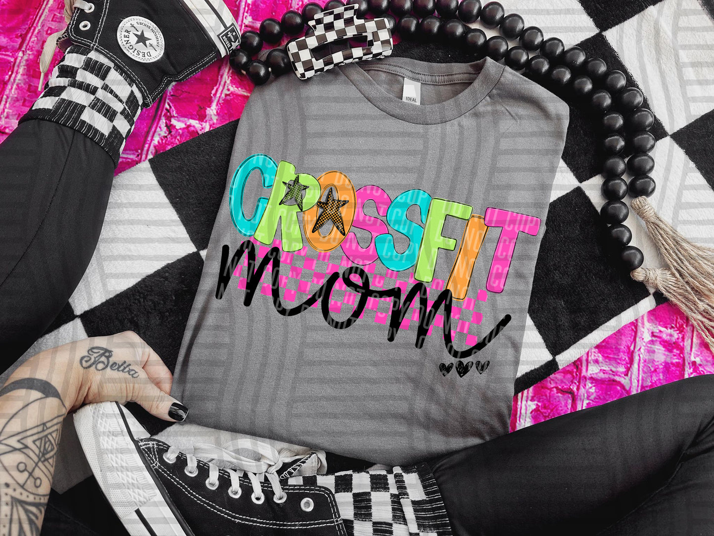 CROSSFIT MOM COLORFUL STARS CHECKERS