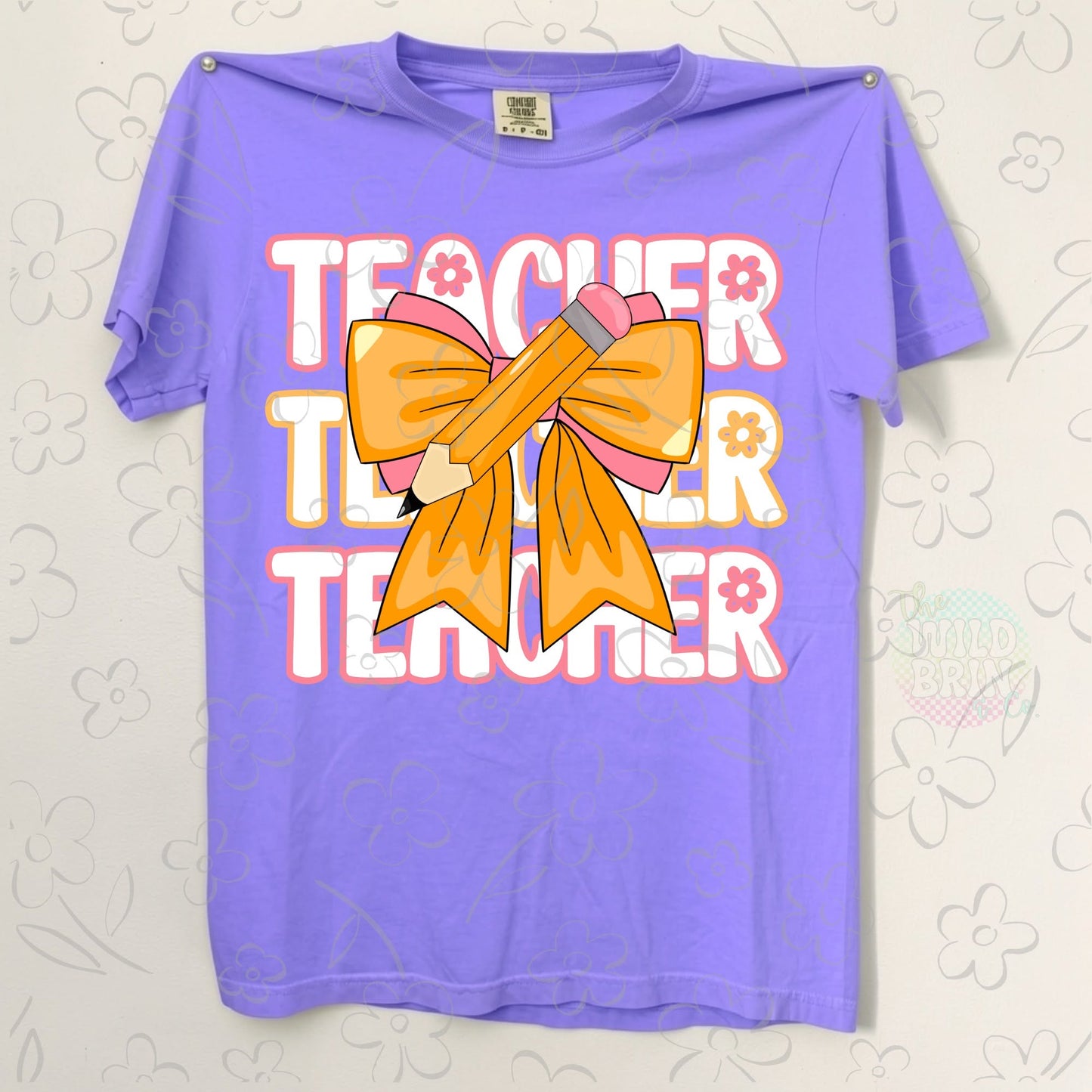 Teacher Stacked White Pencil Bow