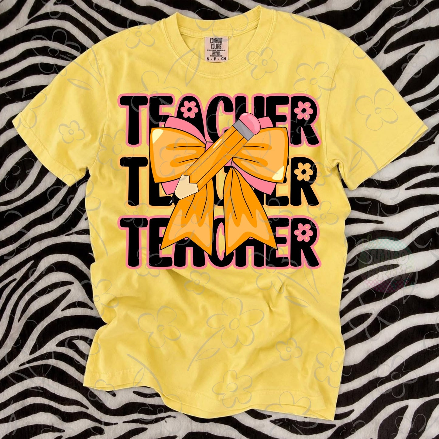 Teacher Stacked Black Pencil Bow