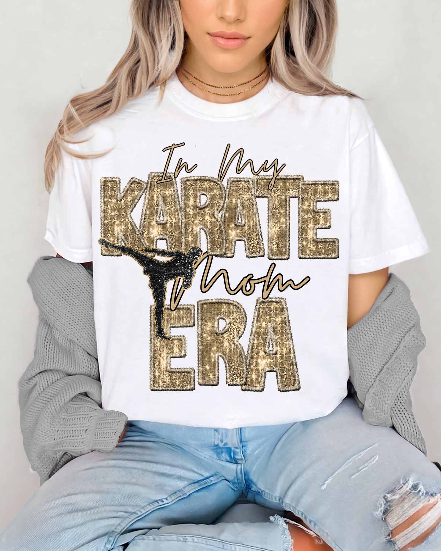 In My Karate Mom Era Gold Glitter