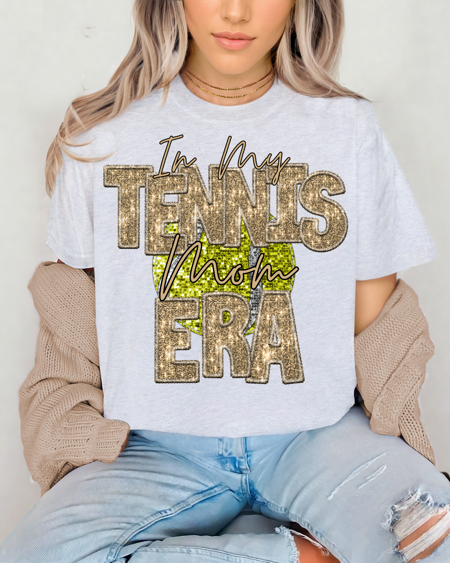 In My Tennis Mom Era Gold Glitter