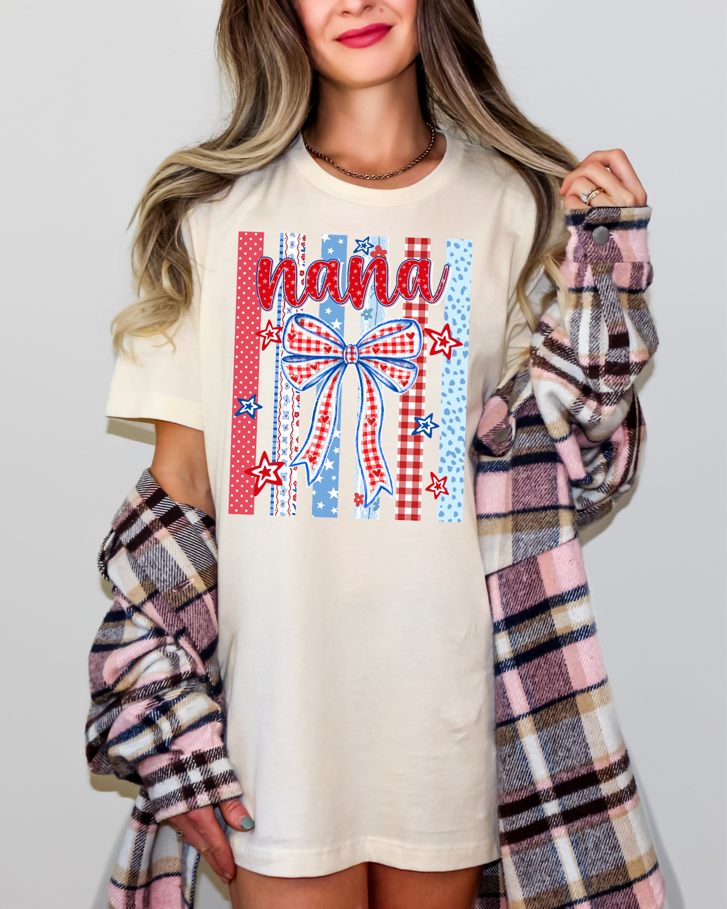 Nana 4th of July Stripes Bow
