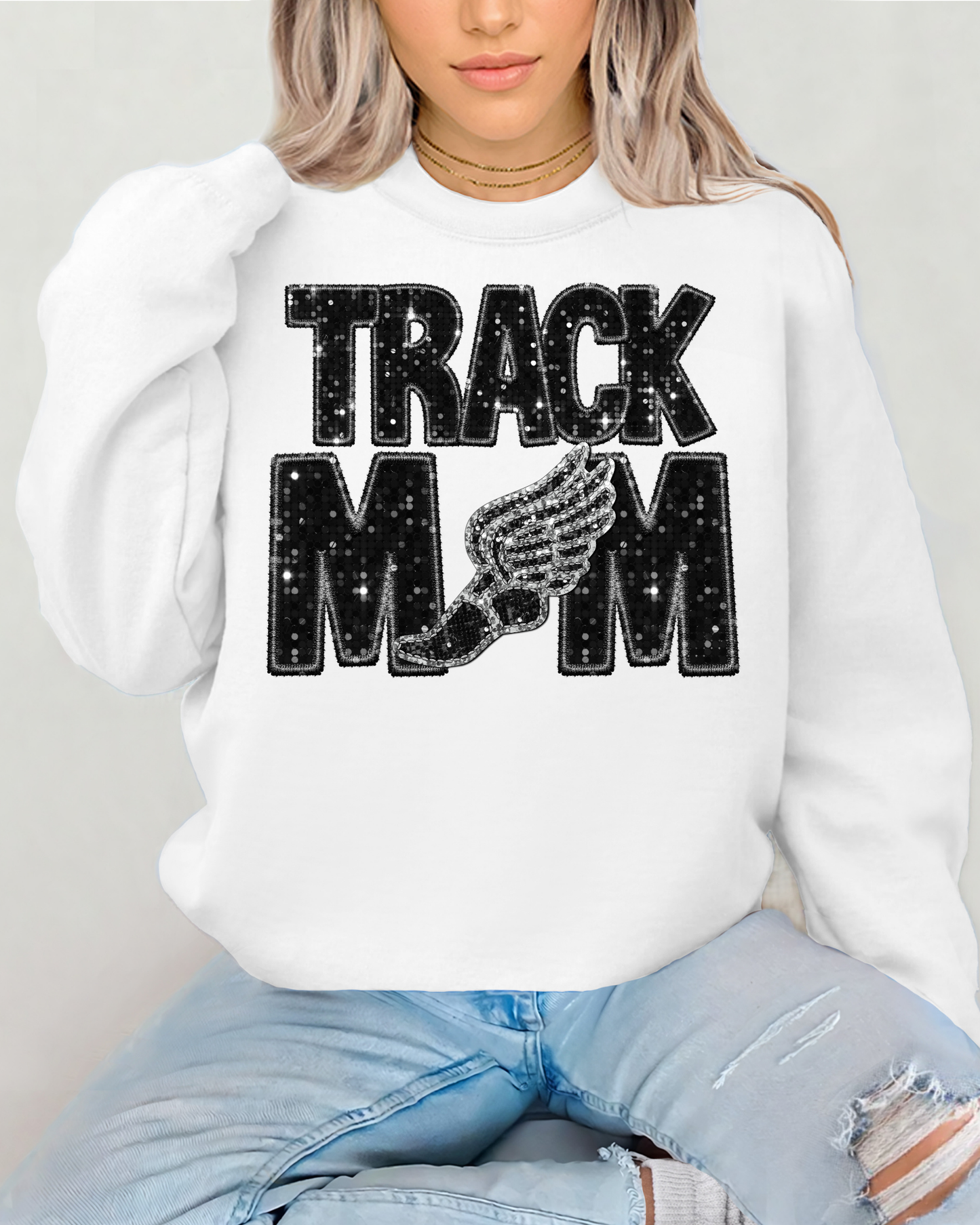 Track Mom Black Glitter