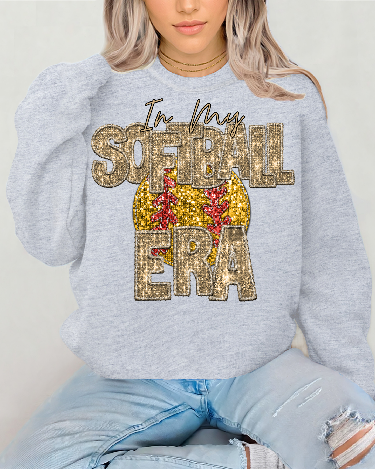In My Softball Era Gold Glitter