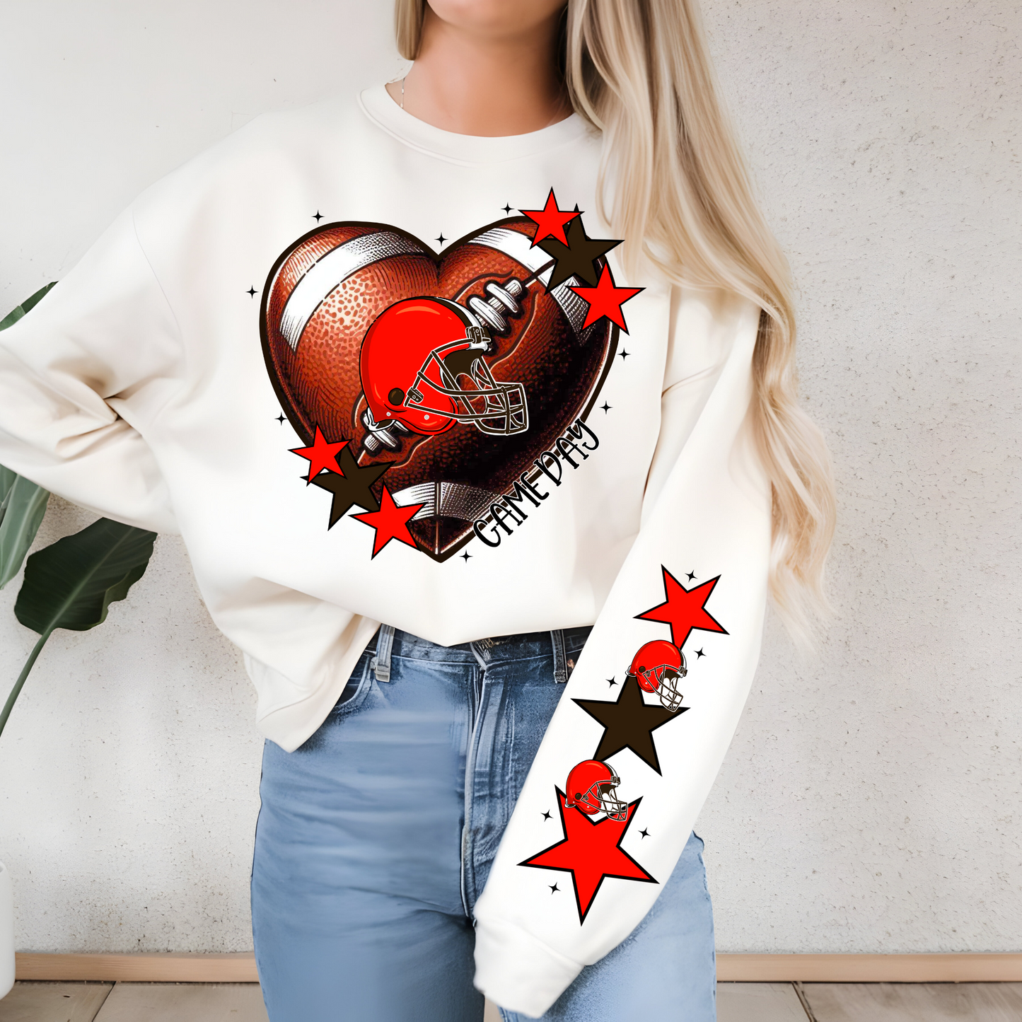 Cleveland Browns Heart Shaped Football-Chest
