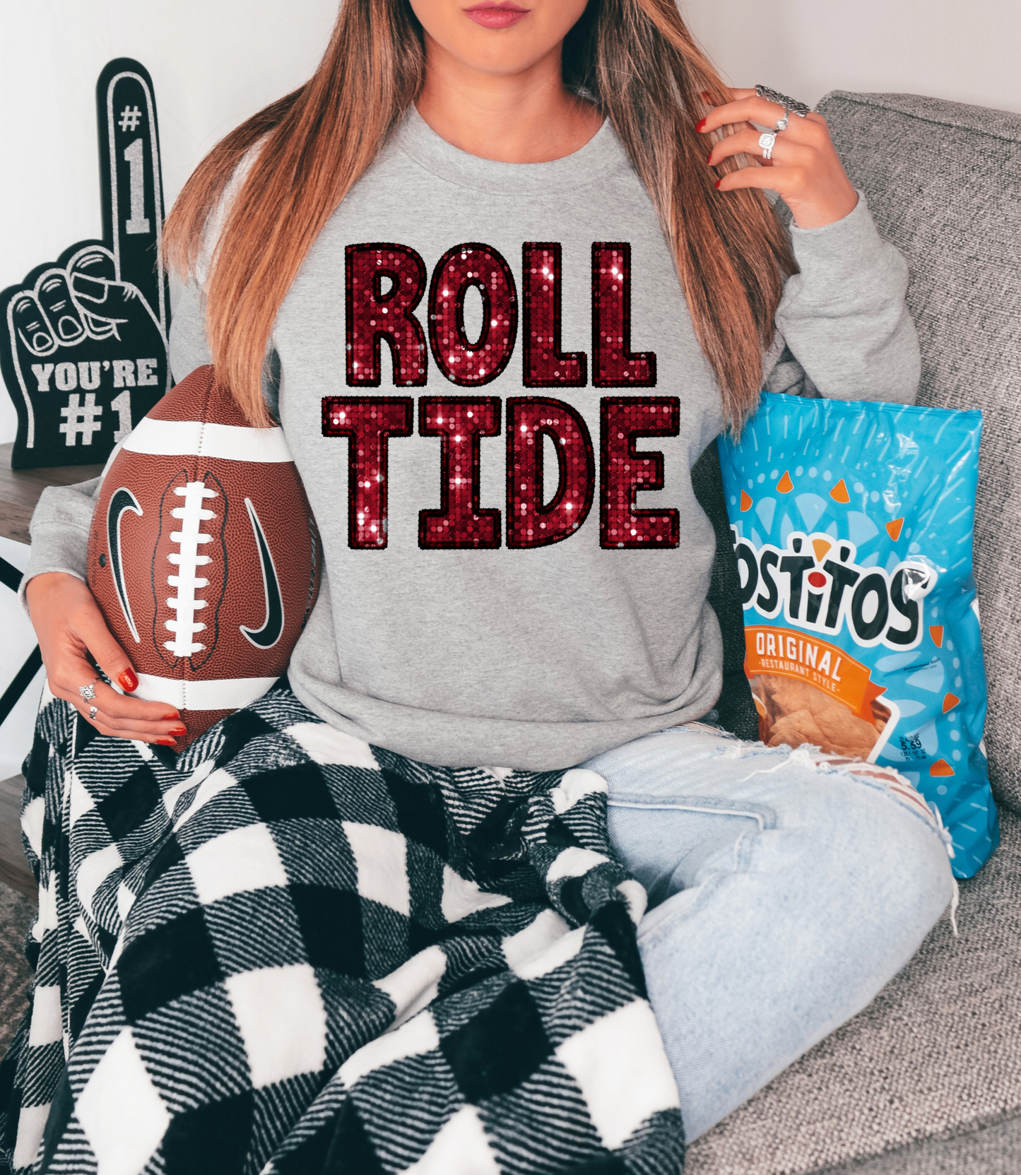 Roll tide, red/black - faux sequin