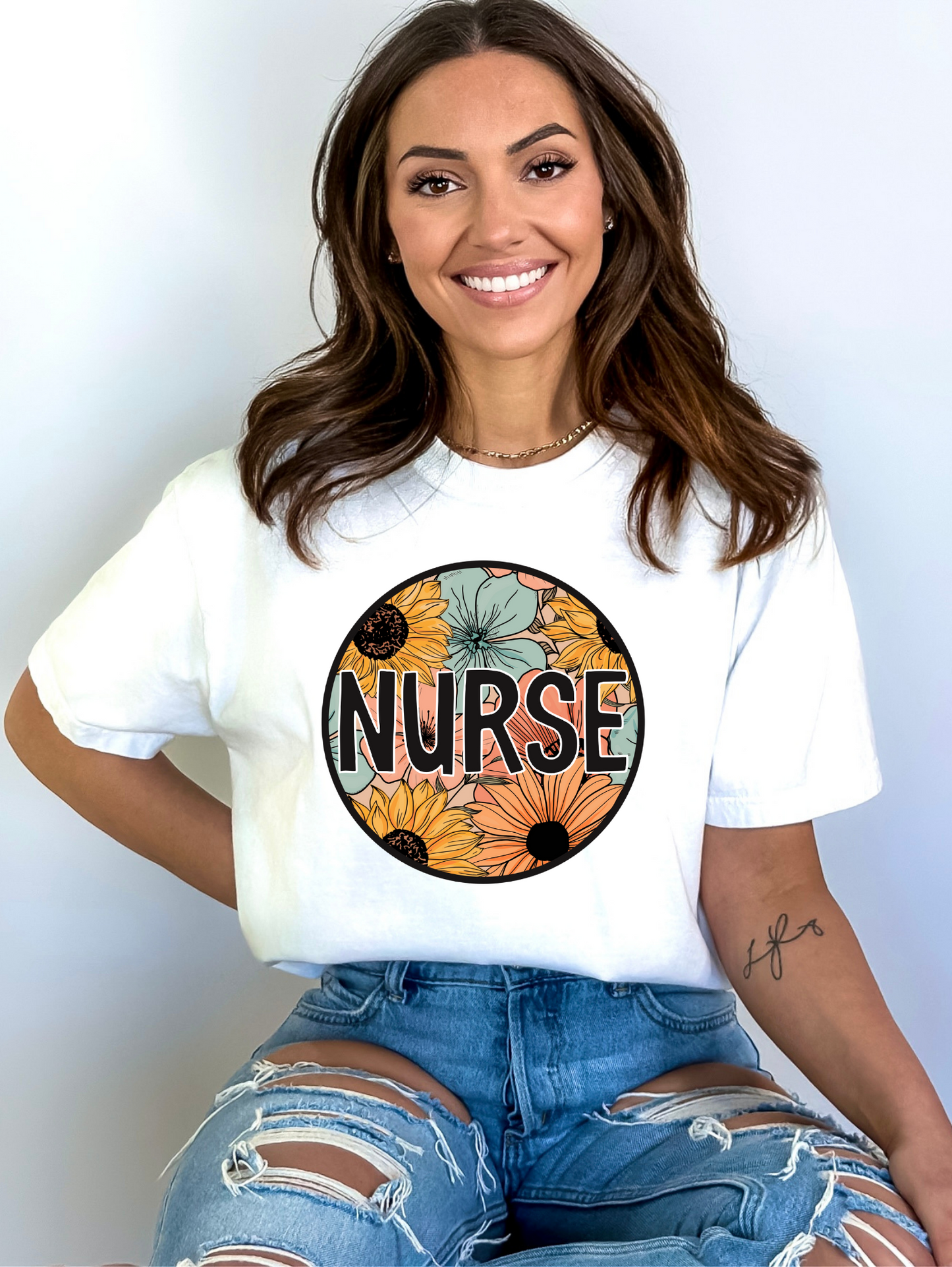 Nurse, with sunflower background