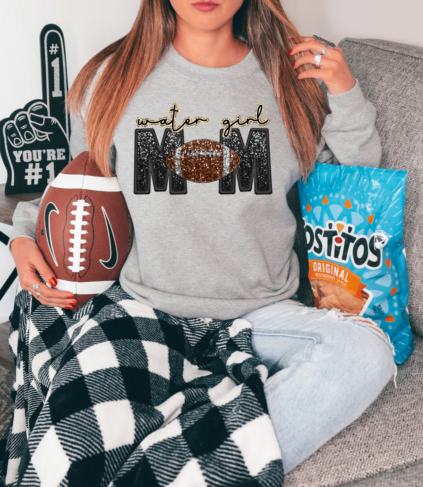 Water girl mom - faux sequin