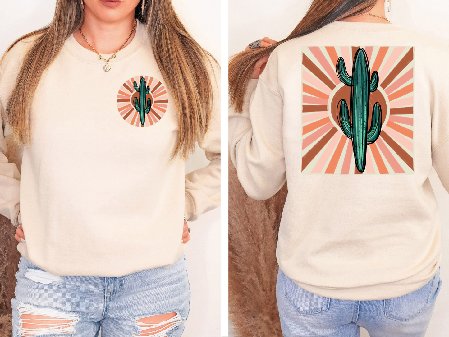 Cactus with sun, round - front