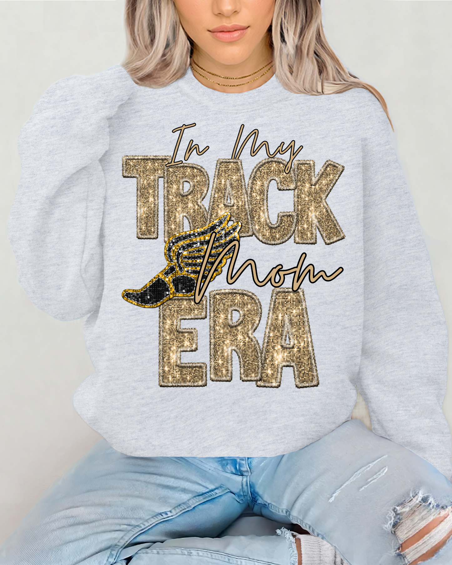 In My Track Mom Era Gold Glitter