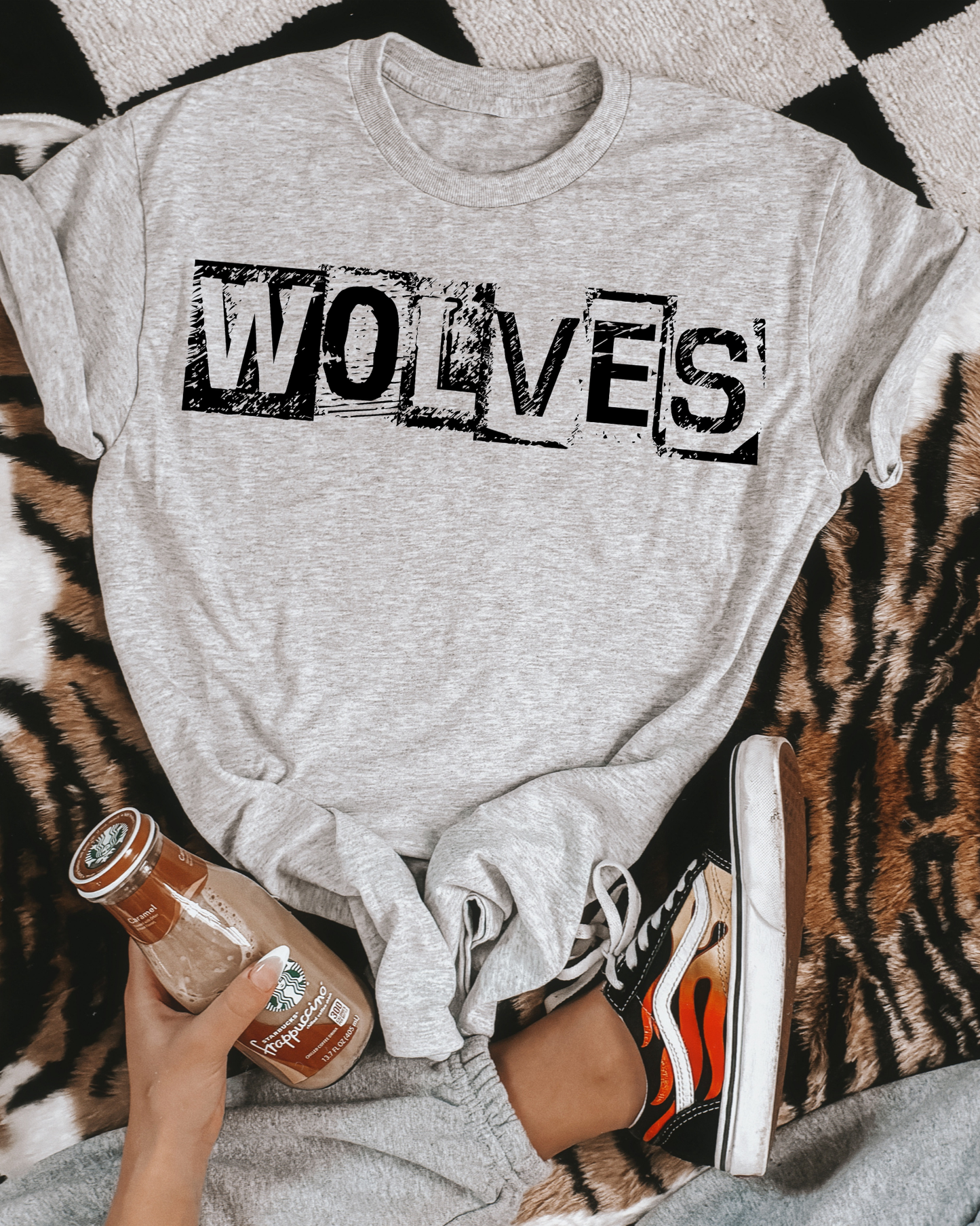 Wolves Black And White Spray Paint Letters