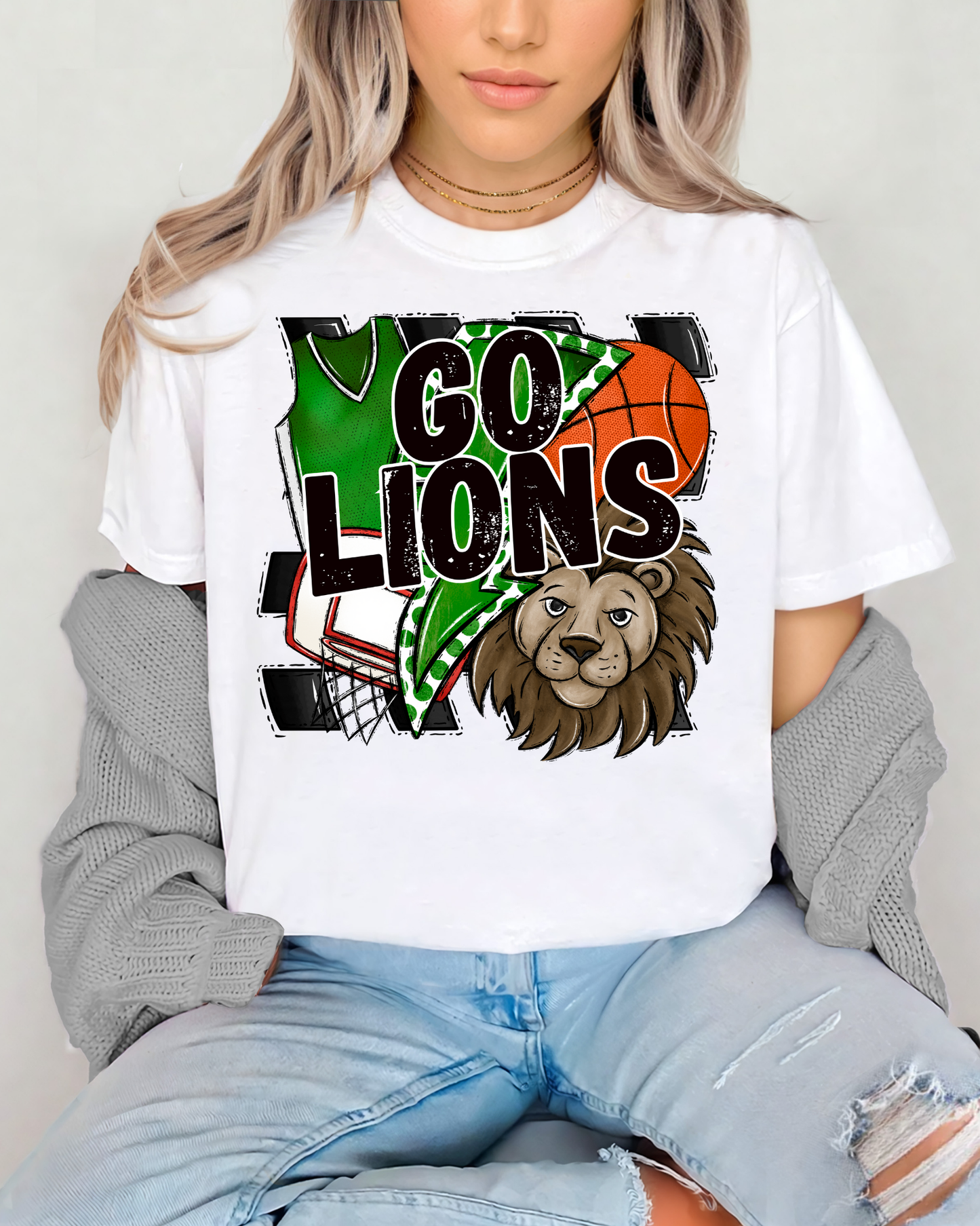 Go Lions Basketball (green)