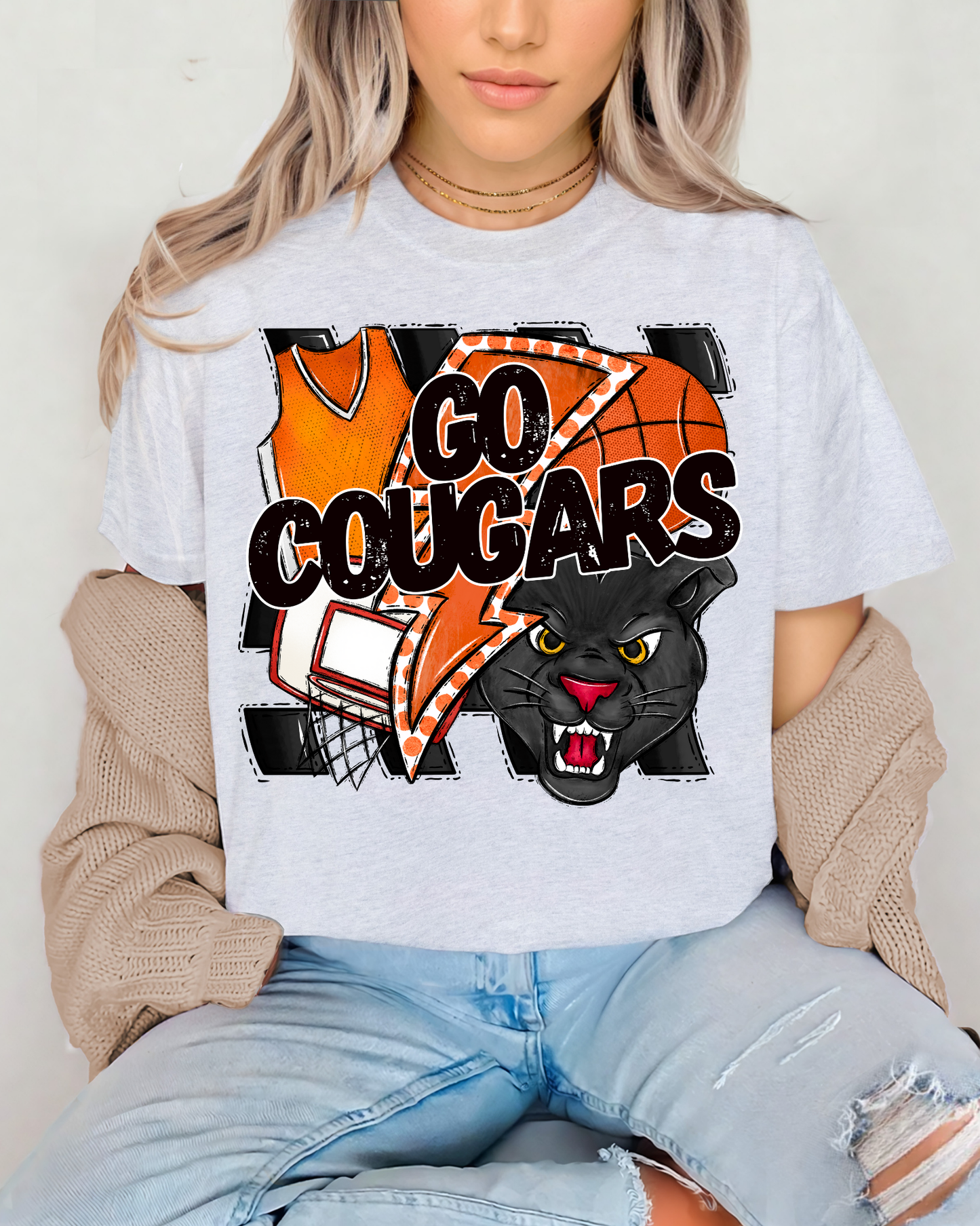 Go Cougars Basketball (orange)