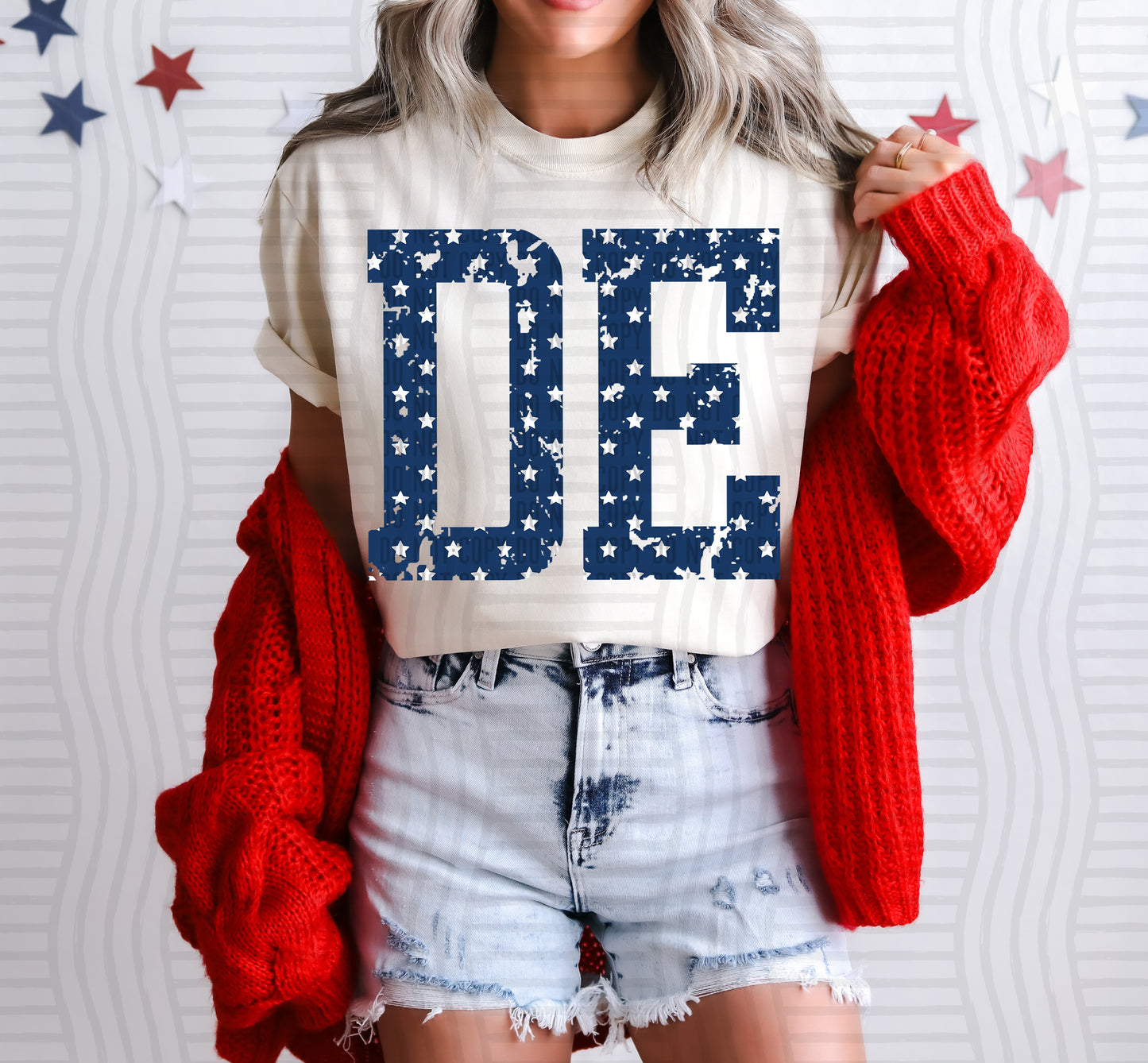DE BLUE WITH STARS & DISTRESSED