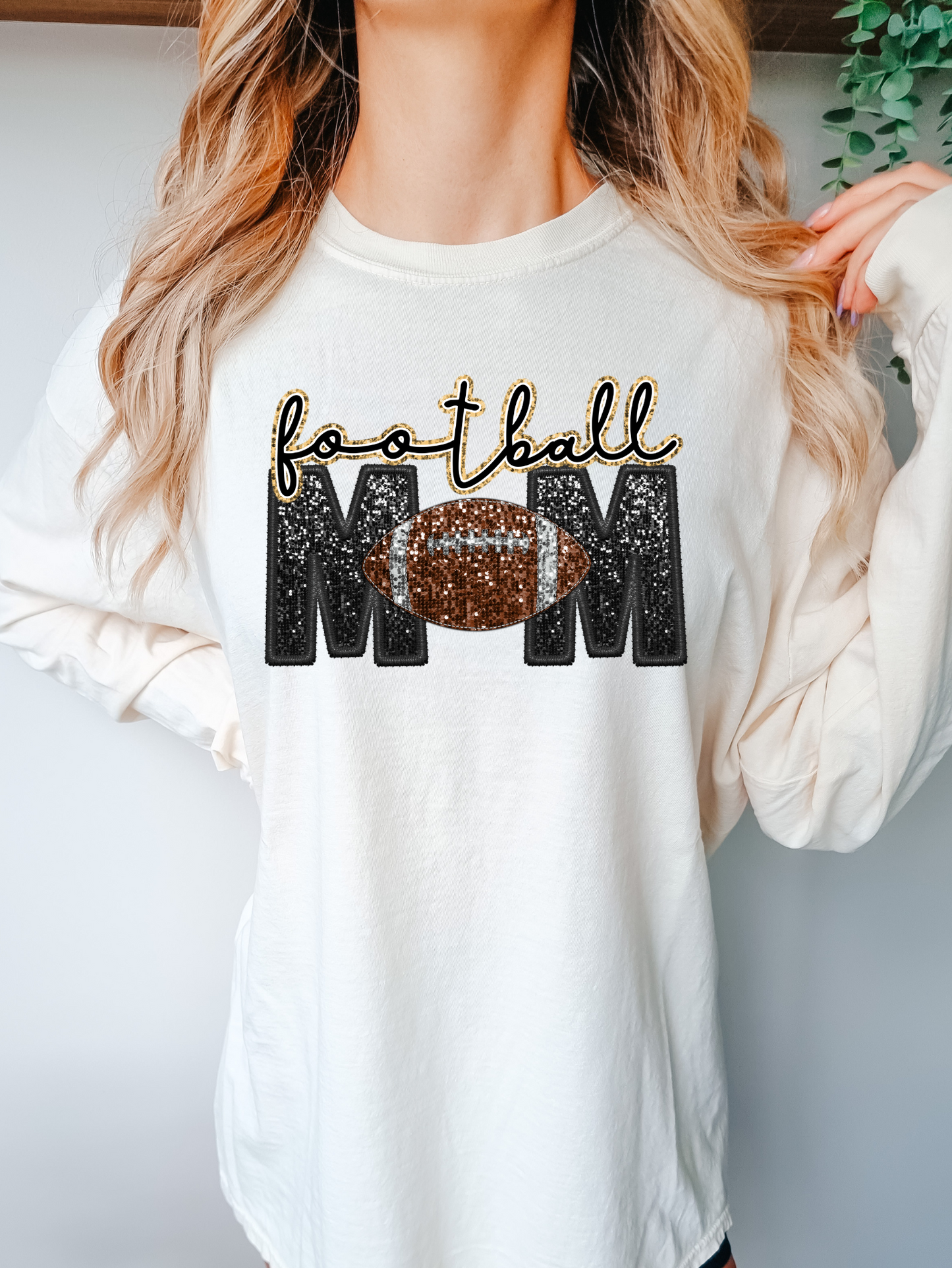 Football mom - faux sequin